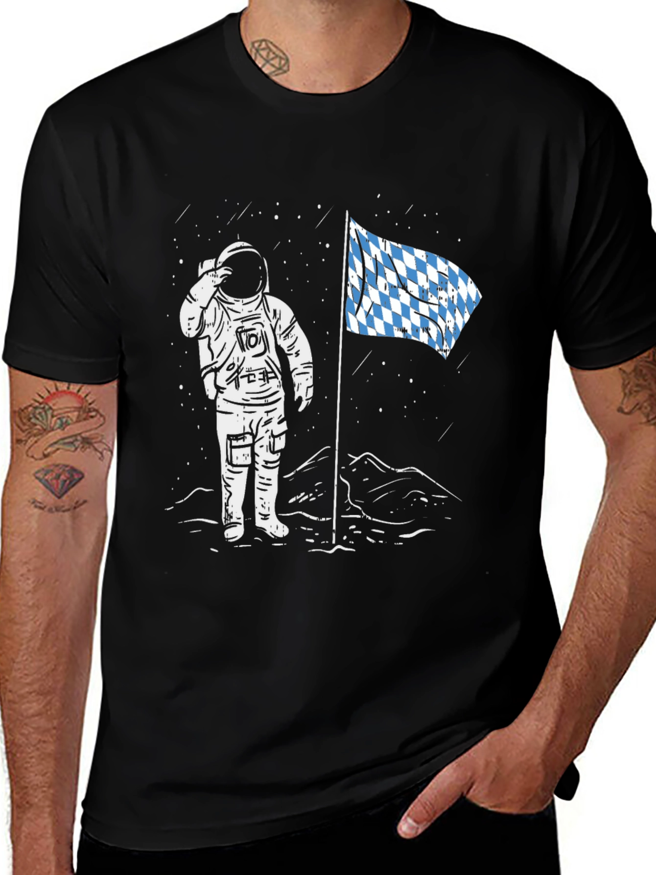 Astronaut Bavarian Flag Graphic Tee