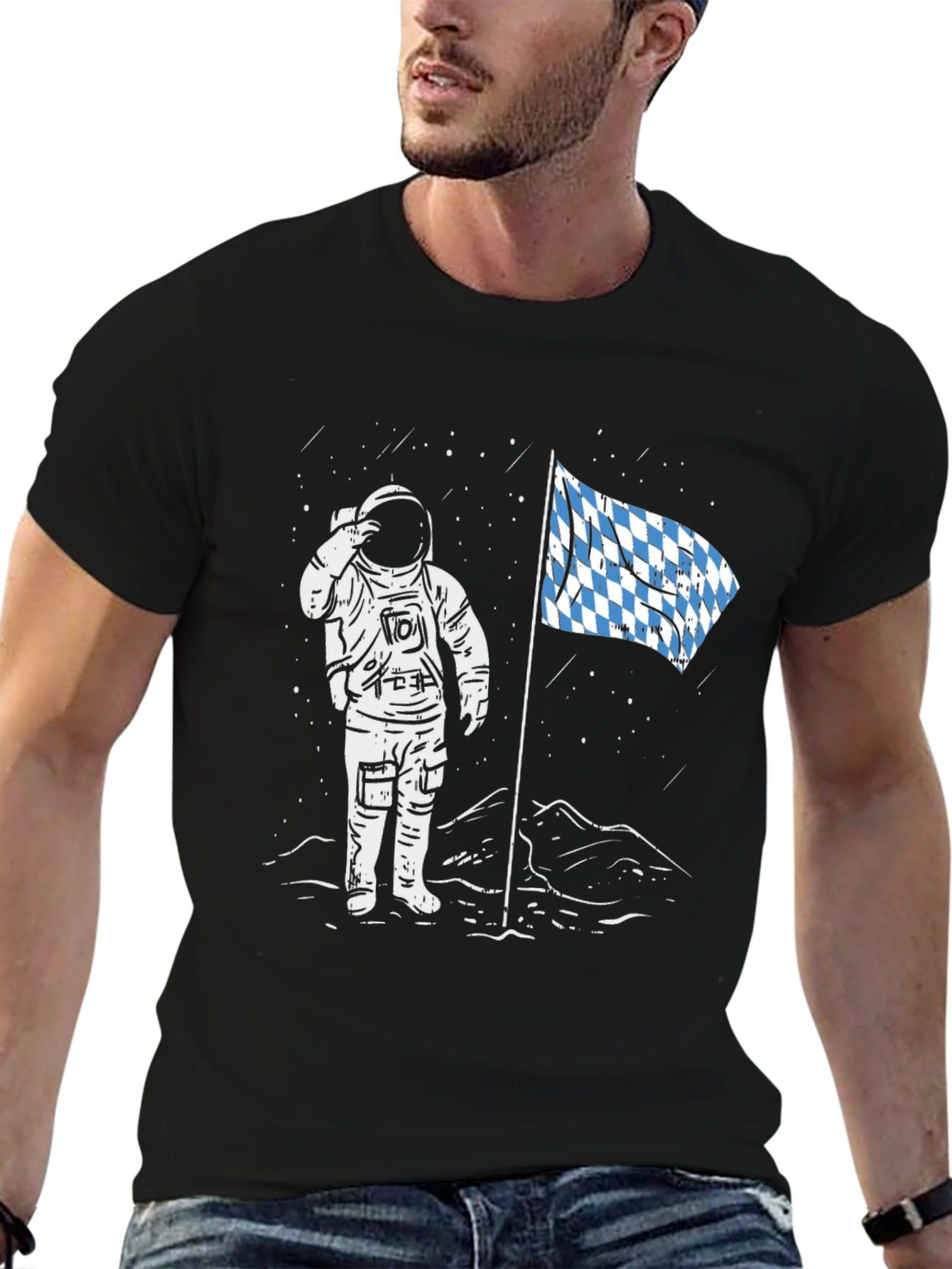 Astronaut Bavarian Flag Graphic Tee