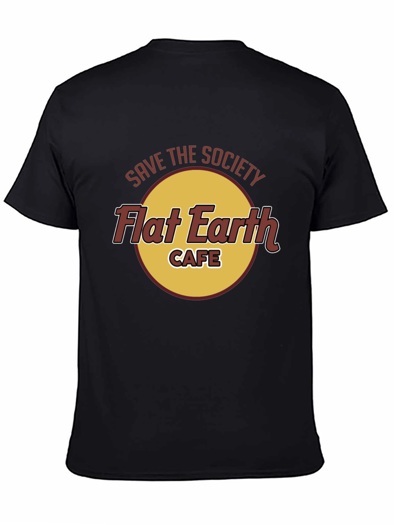 Save the Society Flat Earth Cafe Black T-Shirt