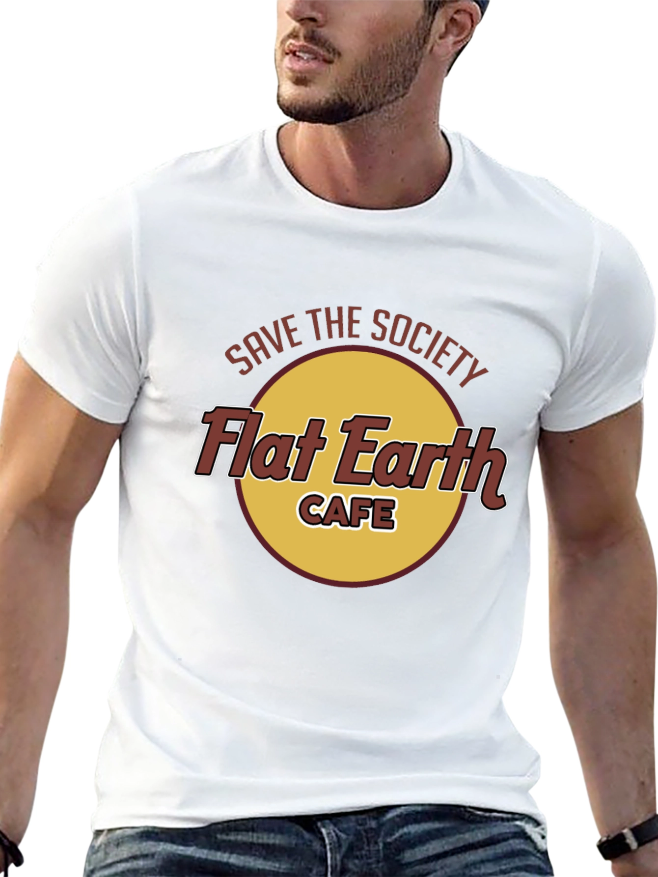 Save the Society Flat Earth Cafe Black T-Shirt