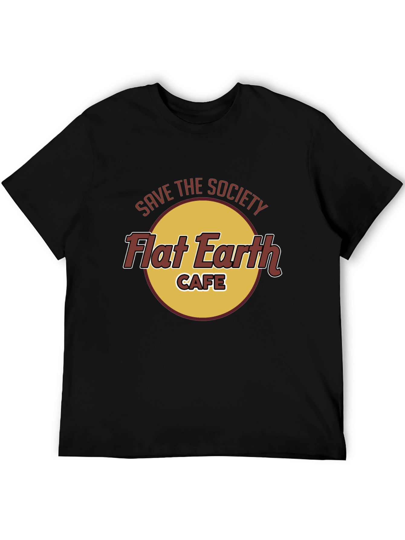 Save the Society Flat Earth Cafe Black T-Shirt