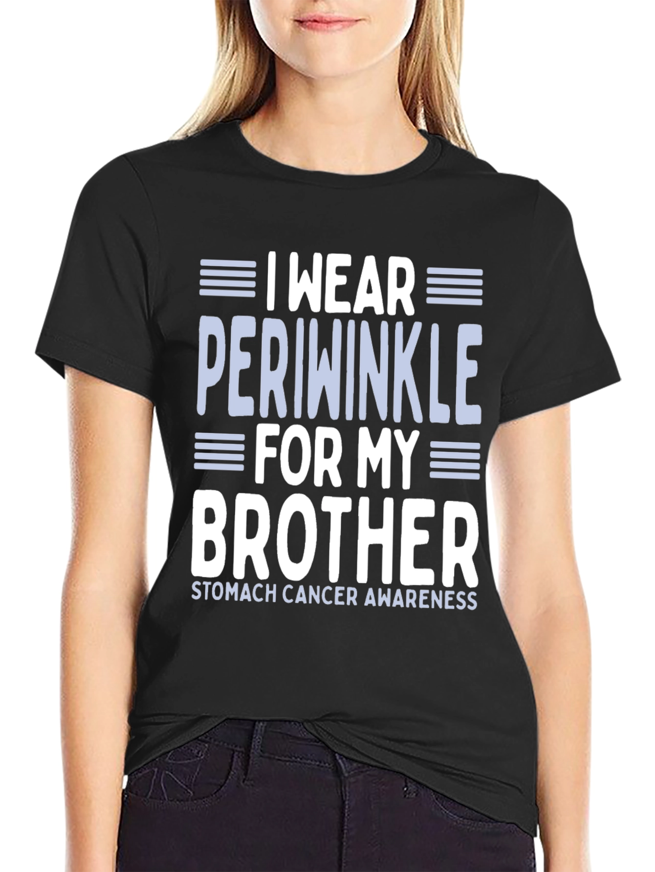 Periwinkle Ribbon Stomach Cancer Awareness T-Shirt