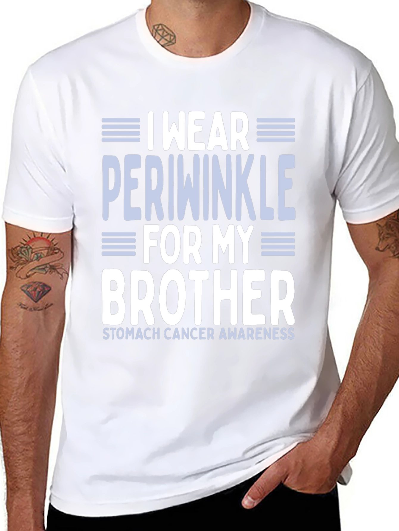 Periwinkle Ribbon Stomach Cancer Awareness T-Shirt