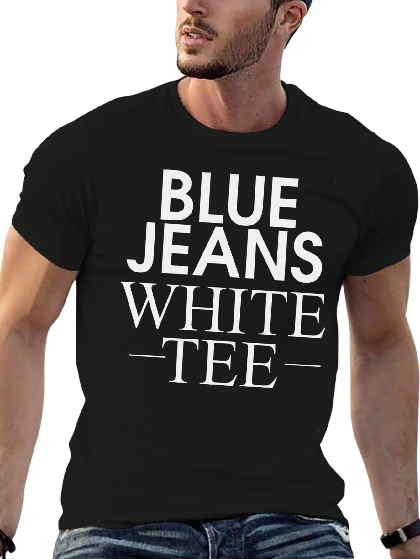 Blue Jeans White Tee Graphic T-Shirt