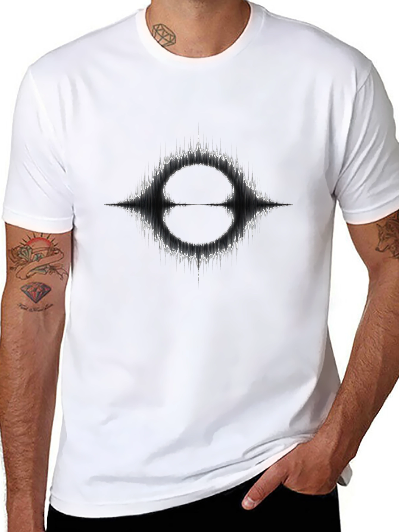 Abstract Soundwave Graphic T-Shirt - Modern Black Tee