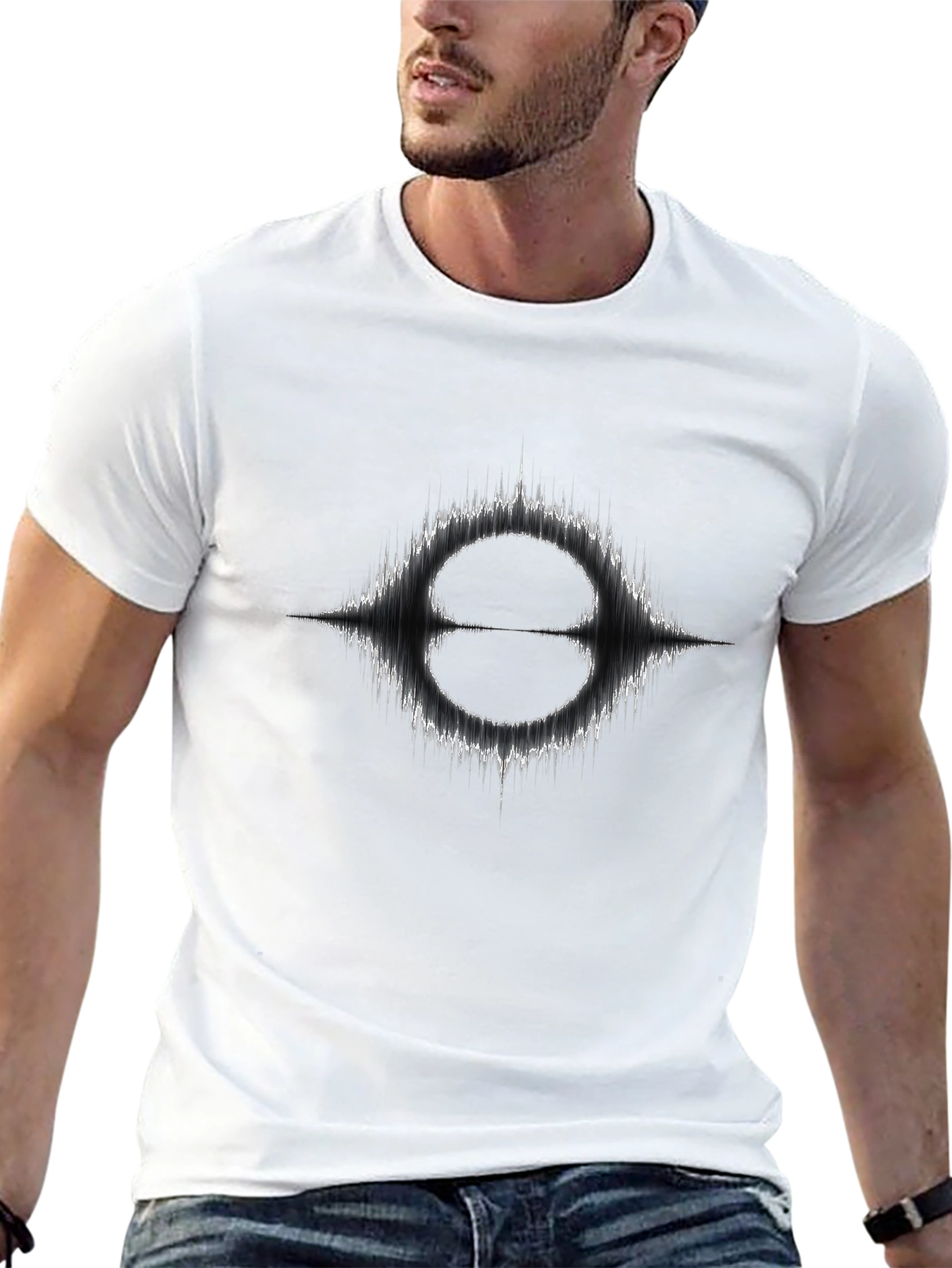 Abstract Soundwave Graphic T-Shirt - Modern Black Tee
