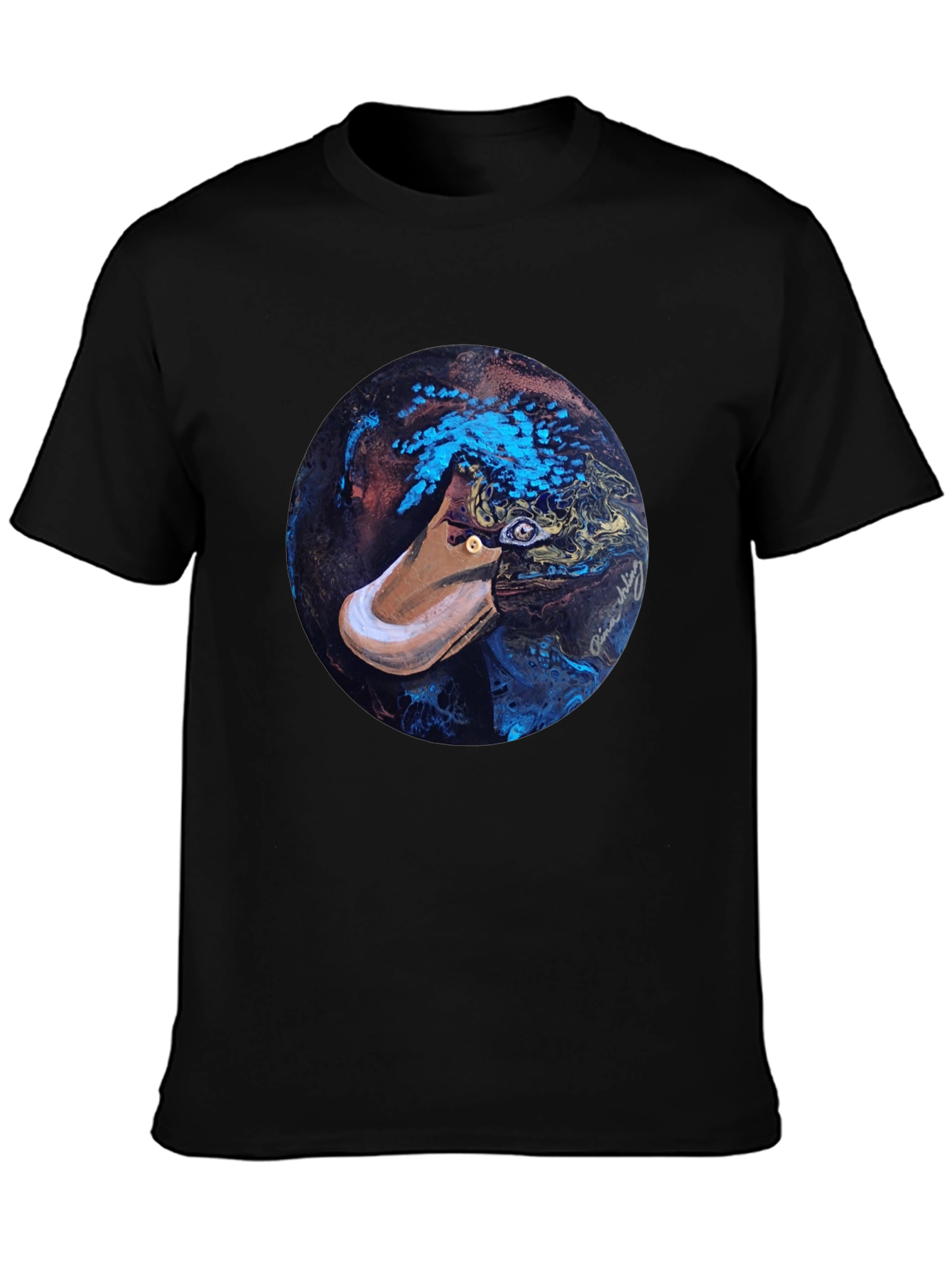 Abstract Platypus Graphic Tee - Black