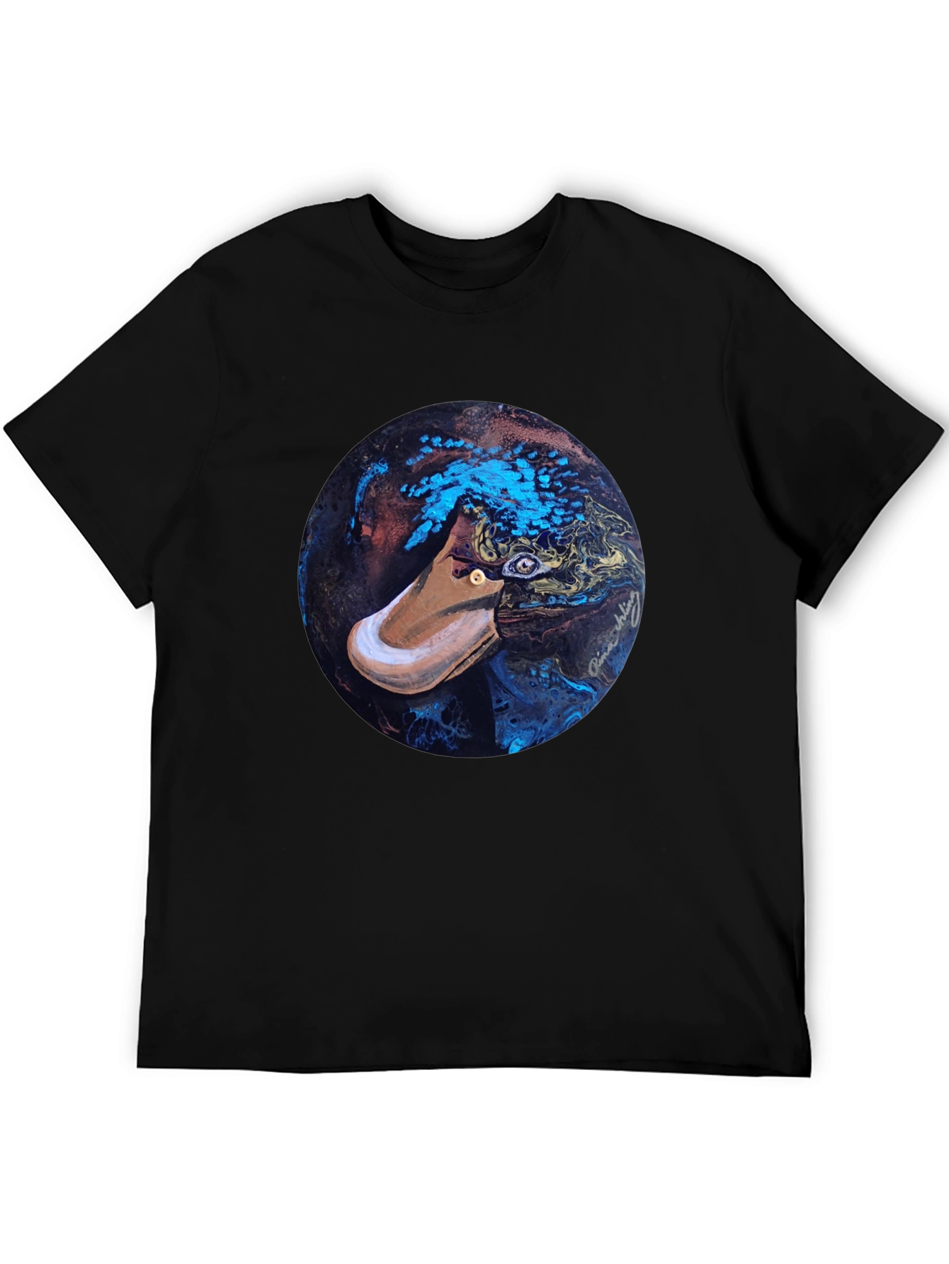 Abstract Platypus Graphic Tee - Black