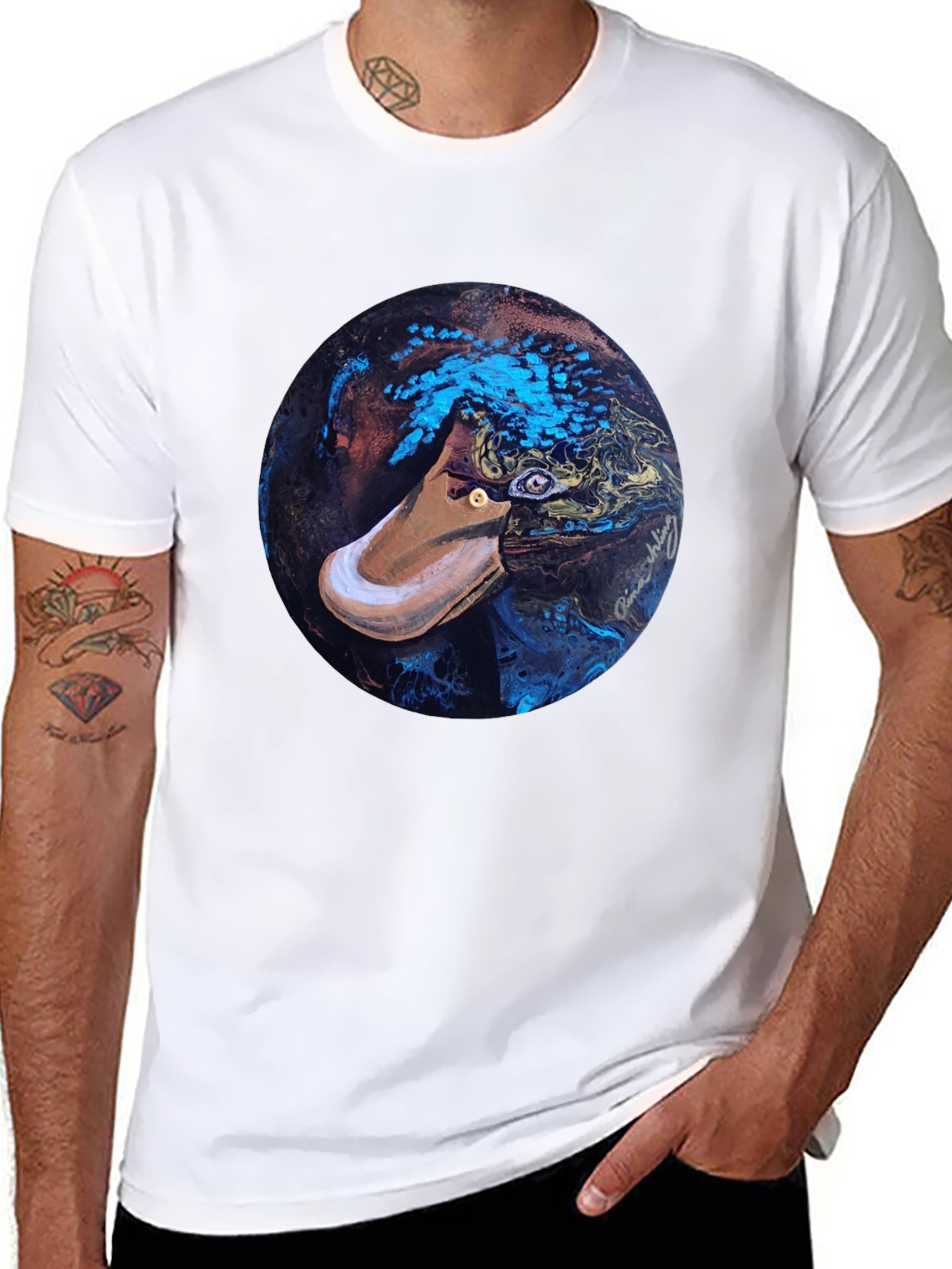 Abstract Platypus Graphic Tee - Black