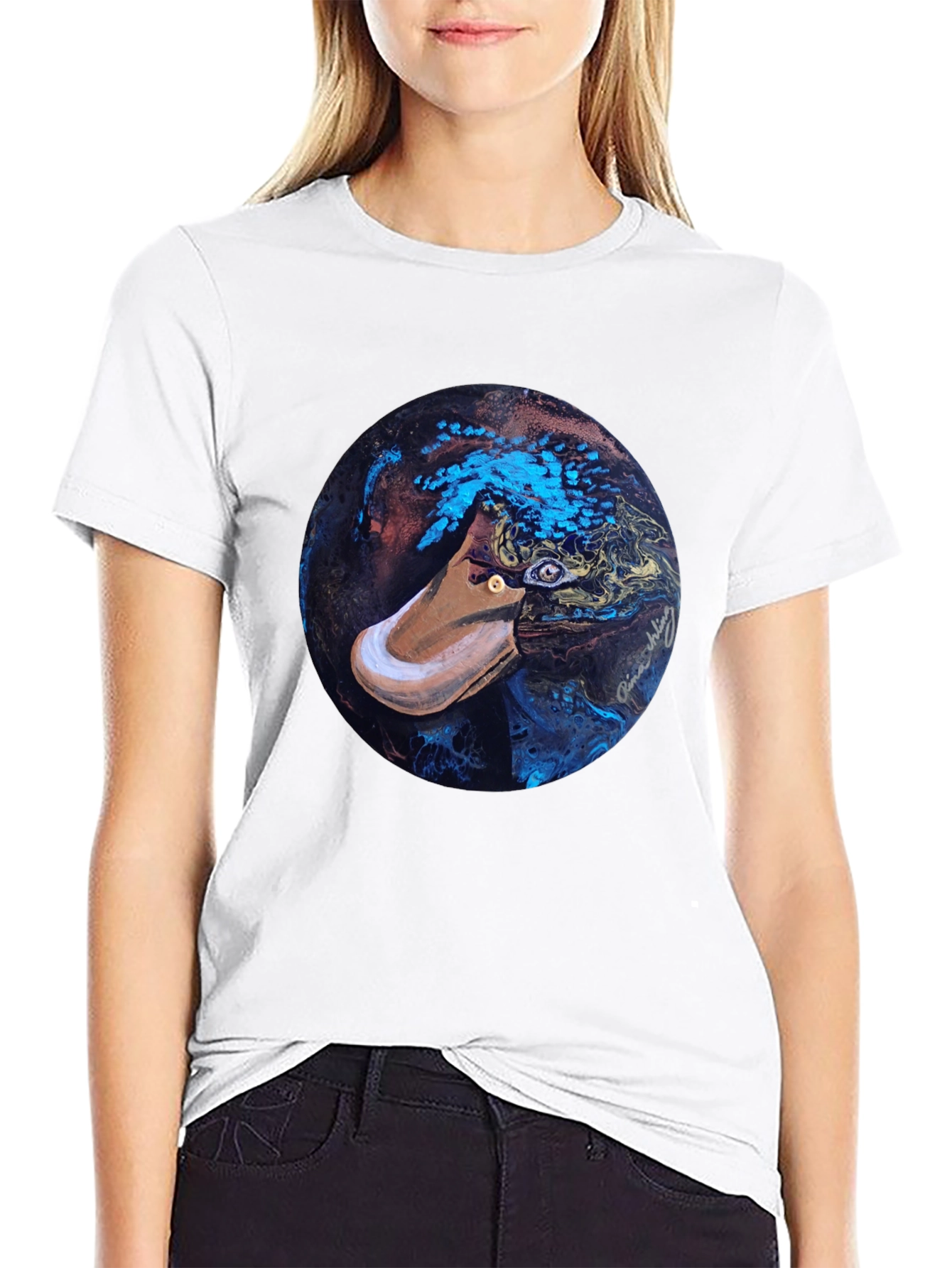 Abstract Platypus Graphic Tee - Black