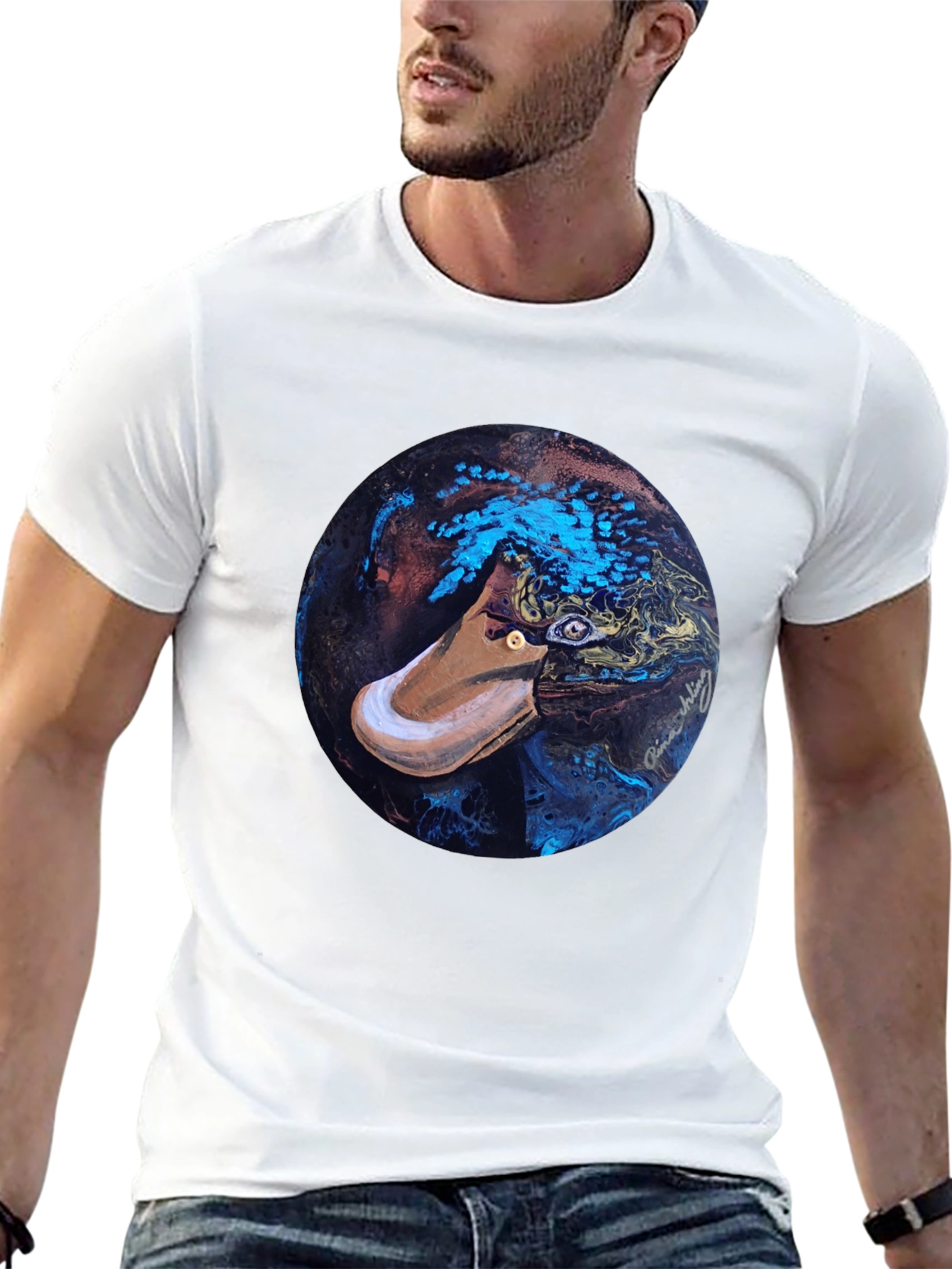 Abstract Platypus Graphic Tee - Black