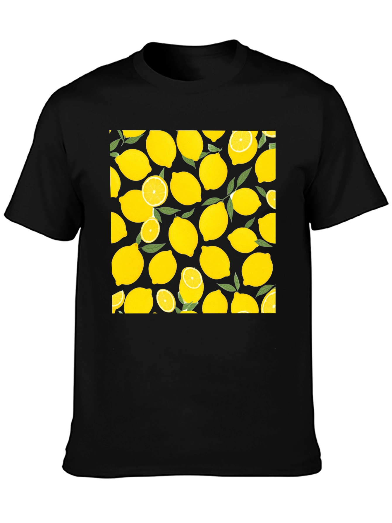 Lemon Print Black T-Shirt