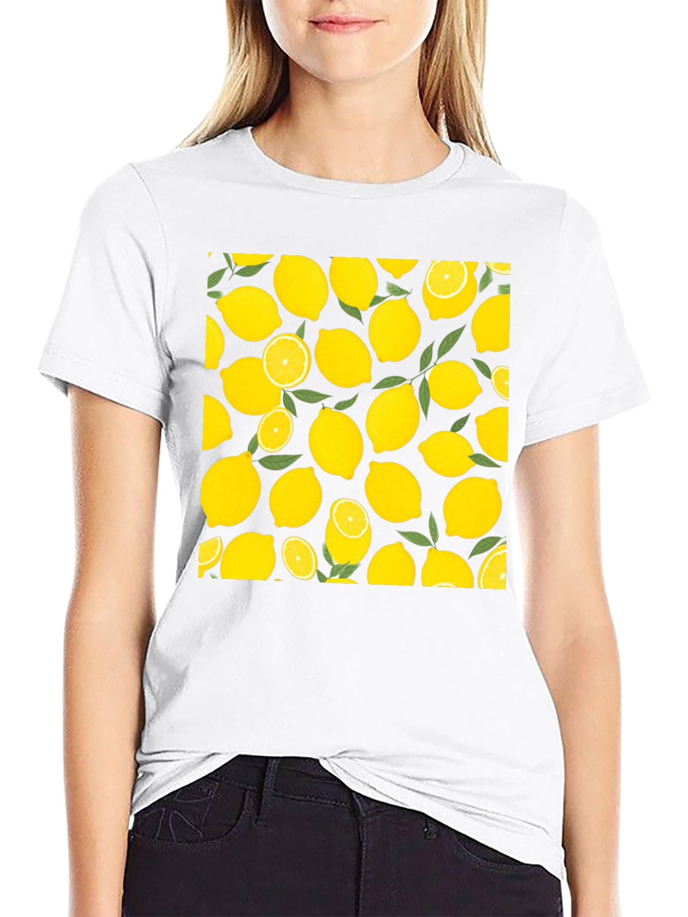 Lemon Print Black T-Shirt