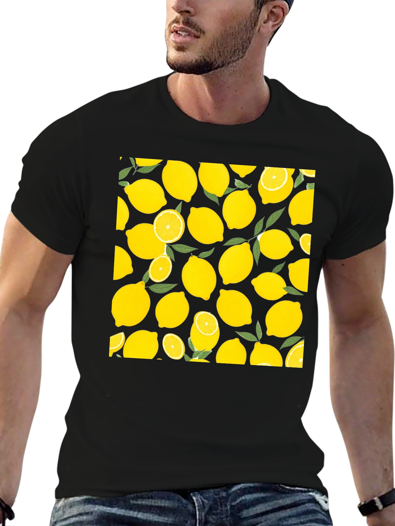 Lemon Print Black T-Shirt