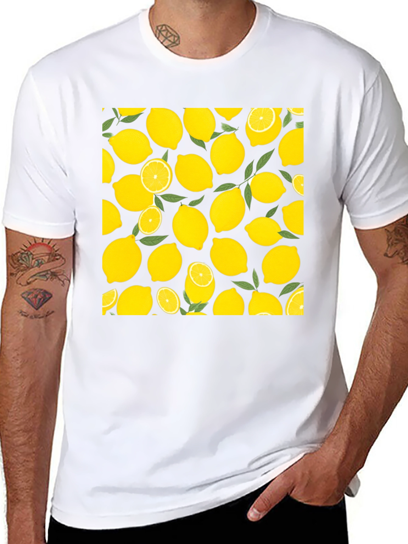 Lemon Print Black T-Shirt