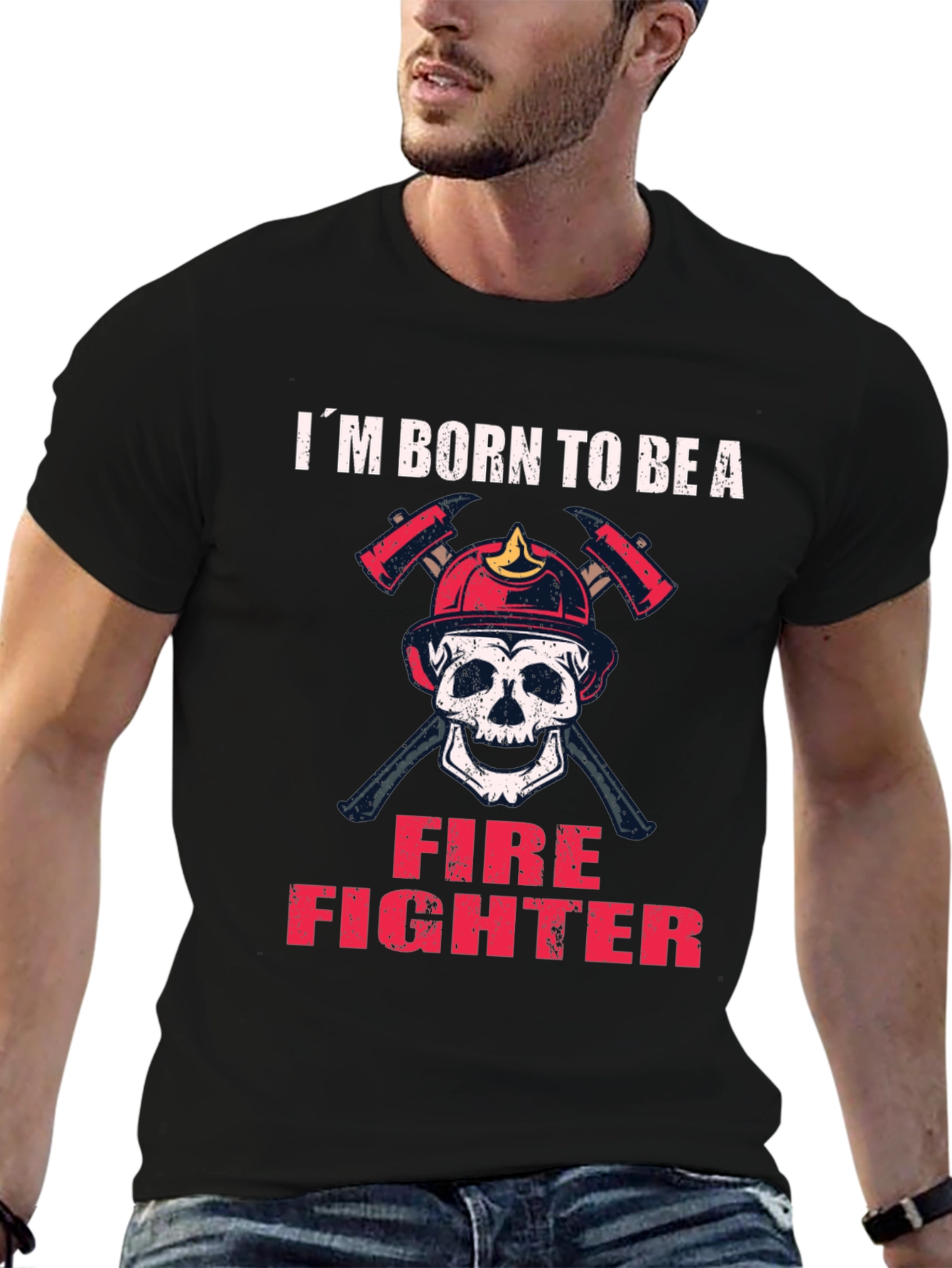 Im Born to Be A Firefighter Skull T-Shirt