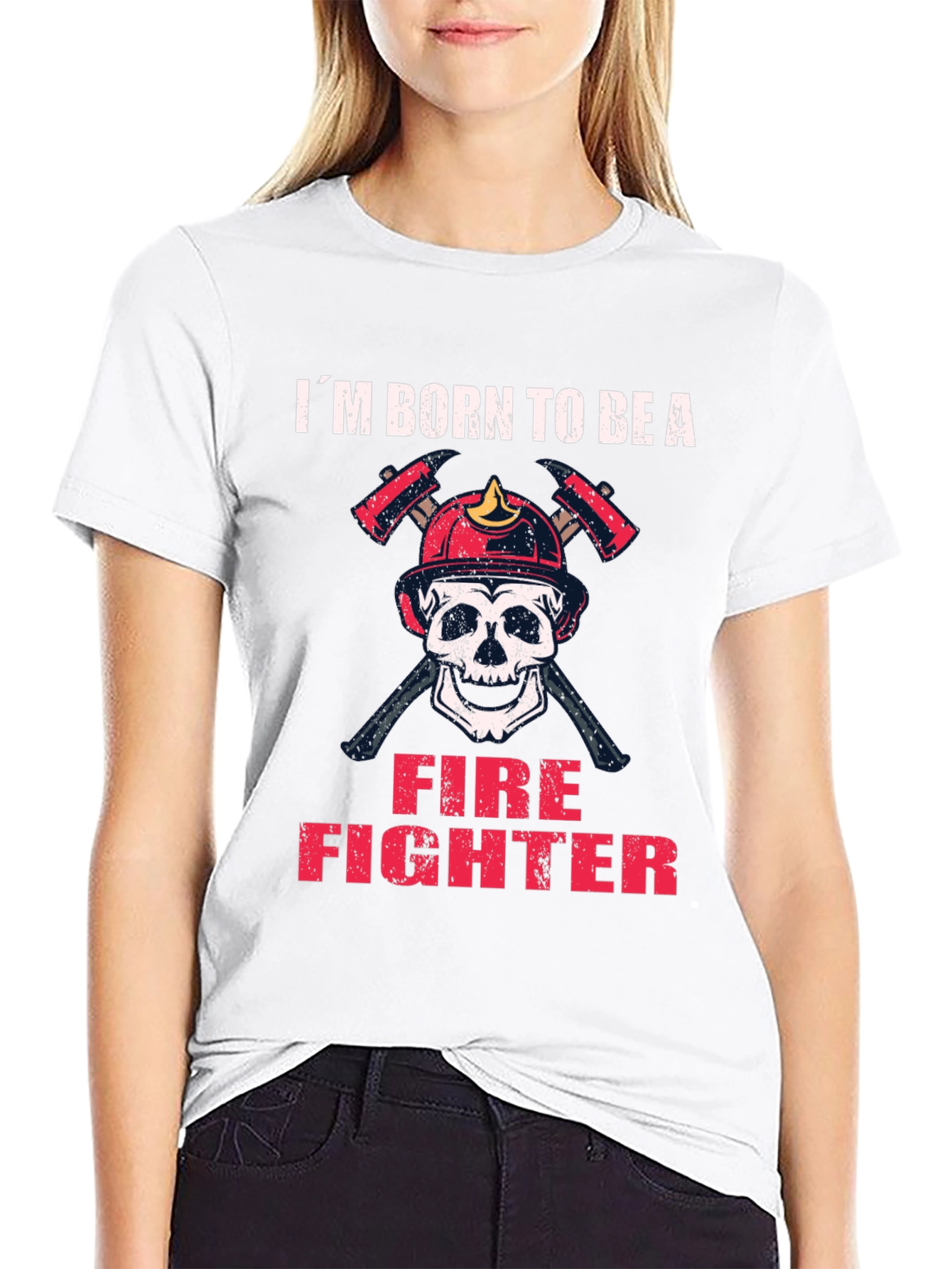 Im Born to Be A Firefighter Skull T-Shirt