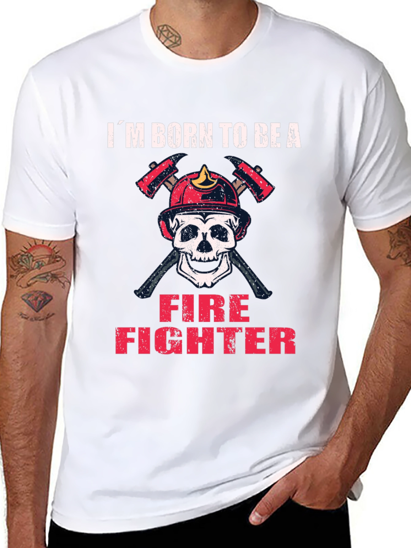 Im Born to Be A Firefighter Skull T-Shirt