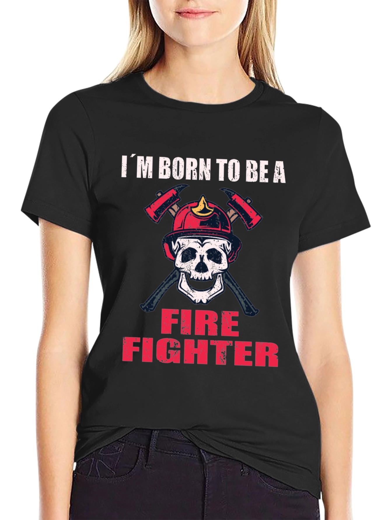 Im Born to Be A Firefighter Skull T-Shirt