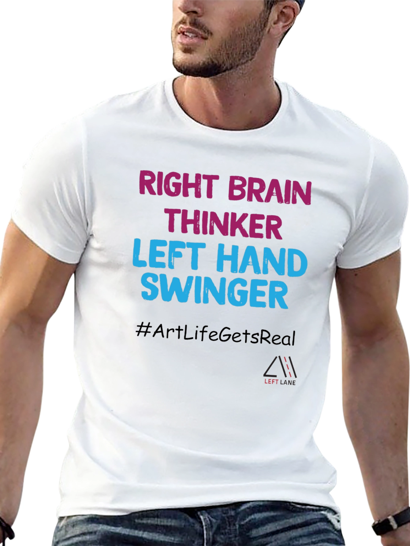 Right Brain Thinker Tee - Left Hand Swinger Design