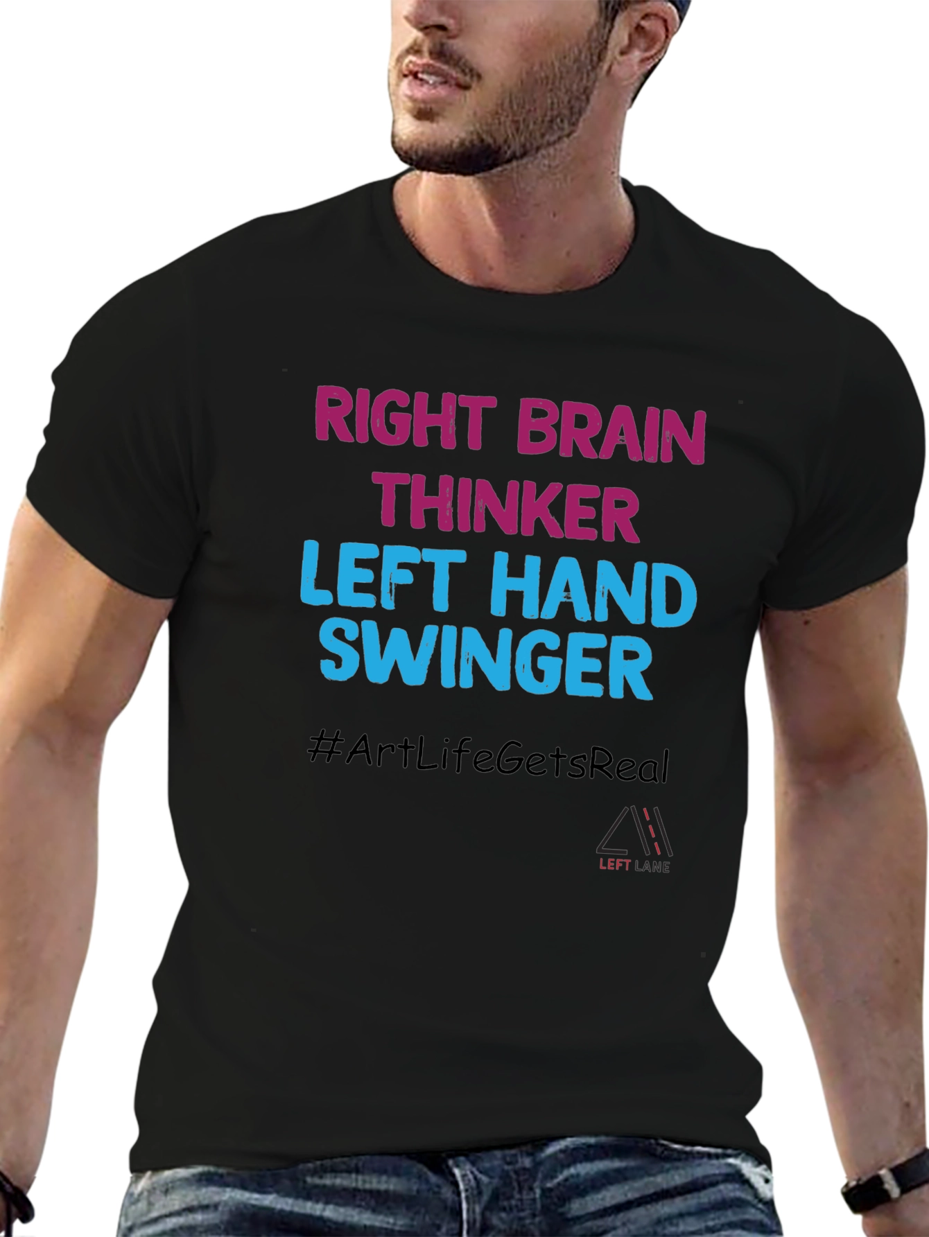 Right Brain Thinker Tee - Left Hand Swinger Design