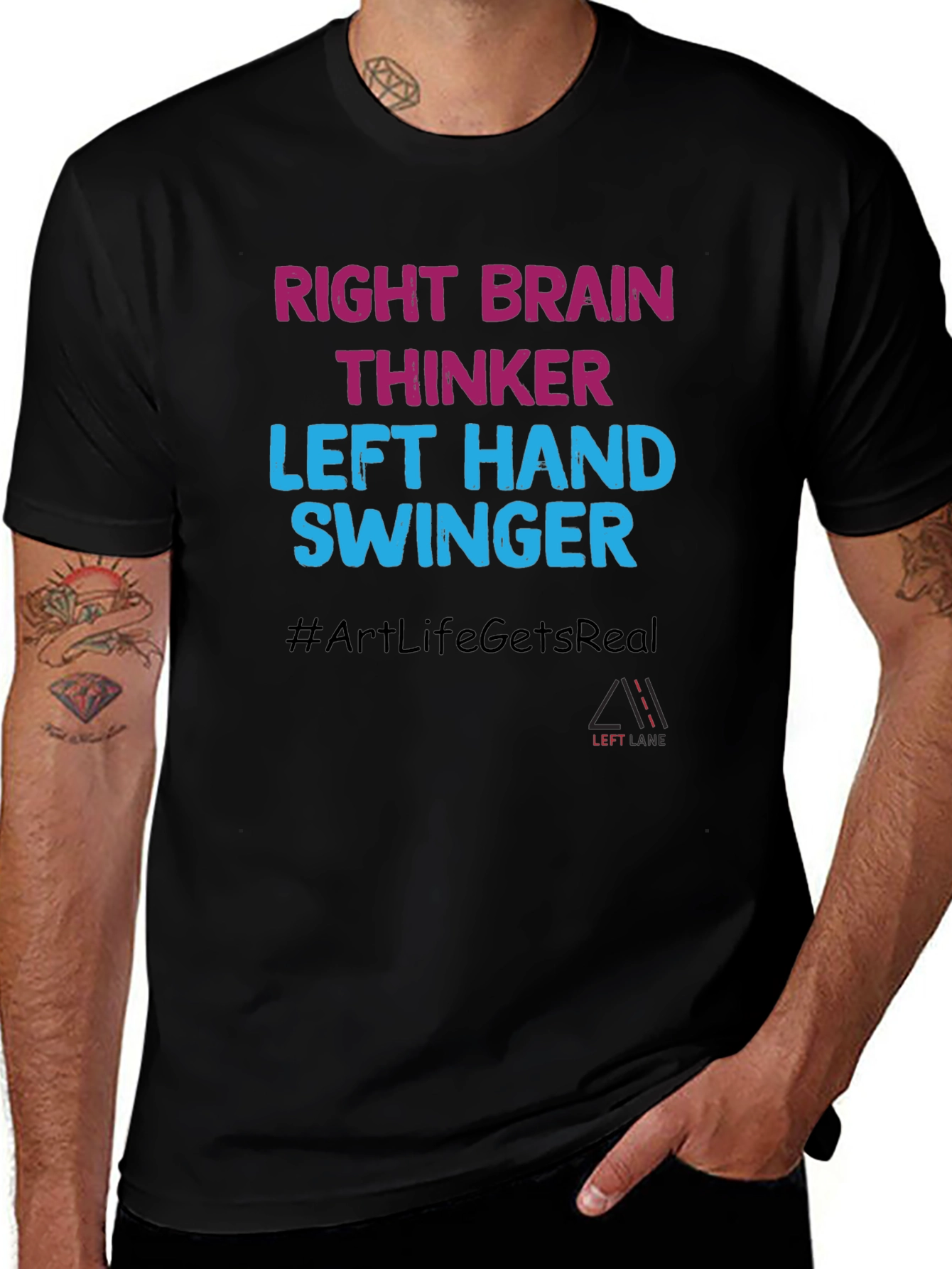 Right Brain Thinker Tee - Left Hand Swinger Design