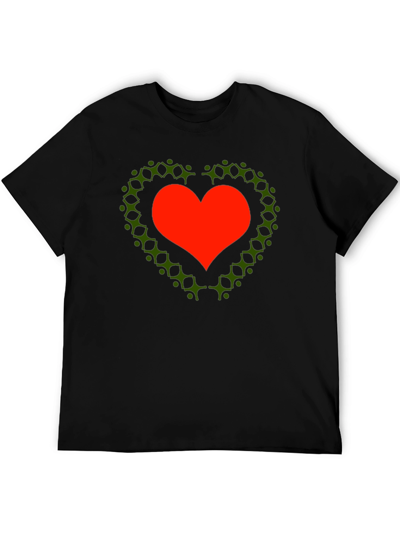 Heart of People T-Shirt - Black Cotton Crew Neck