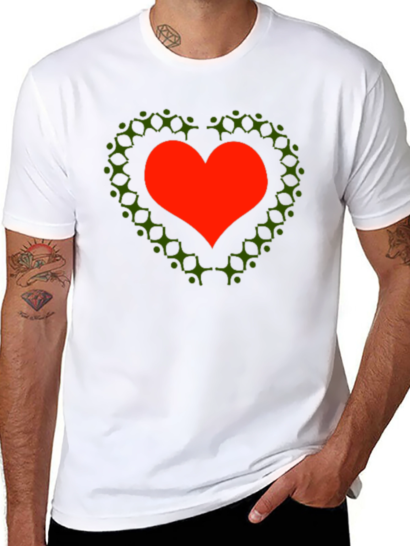 Heart of People T-Shirt - Black Cotton Crew Neck