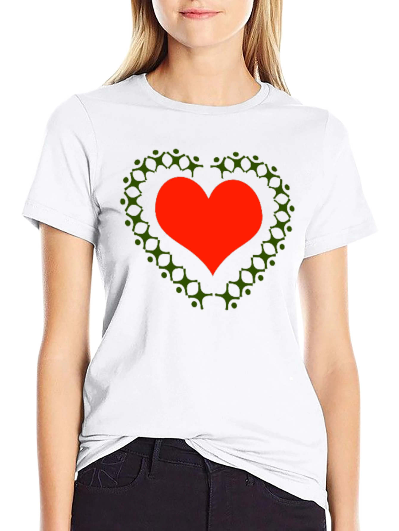 Heart of People T-Shirt - Black Cotton Crew Neck