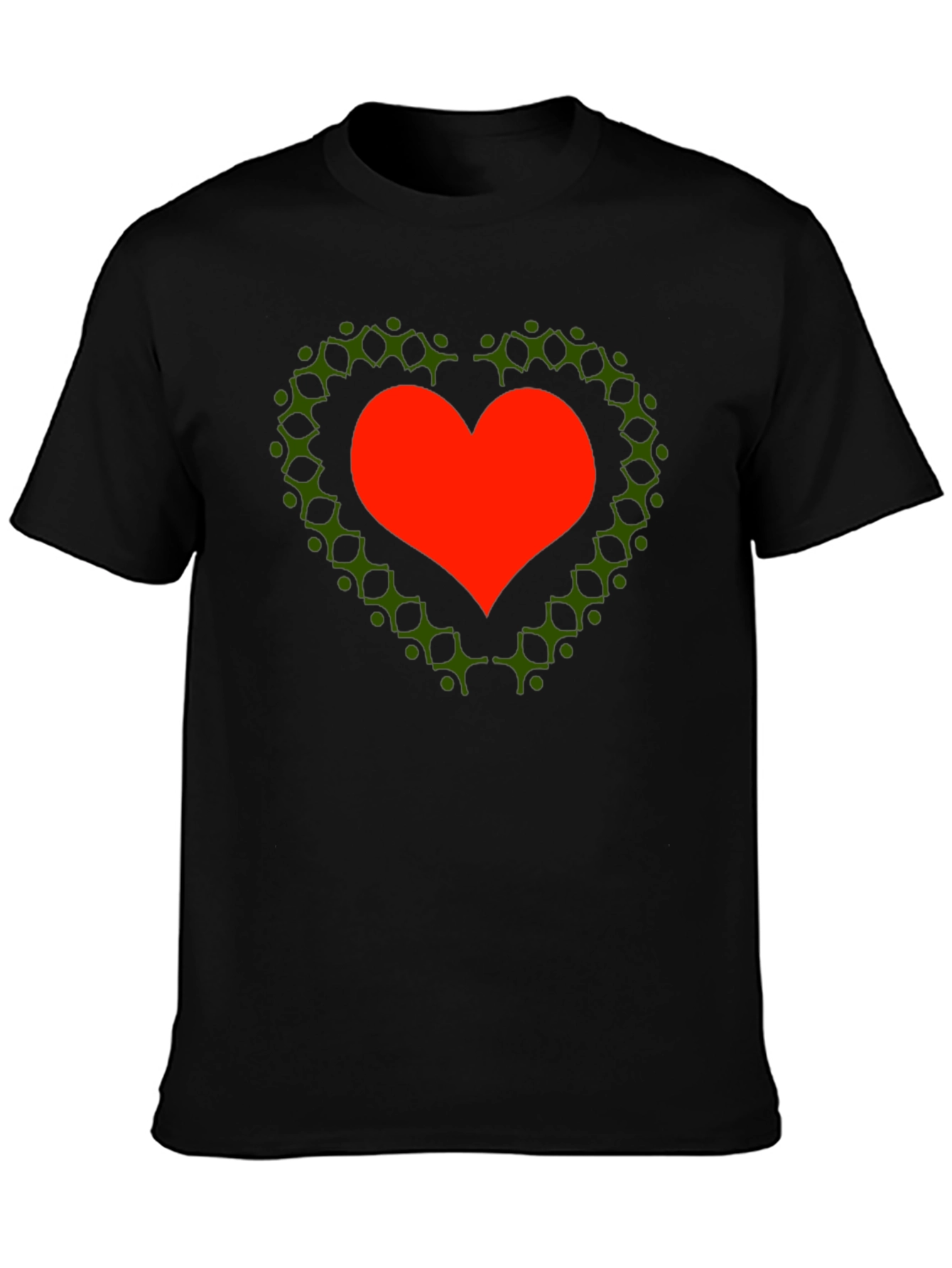 Heart of People T-Shirt - Black Cotton Crew Neck