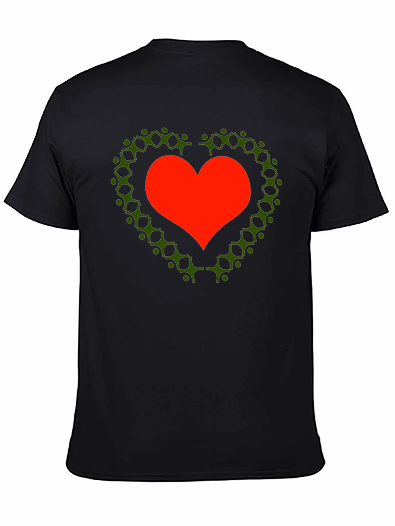Heart of People T-Shirt - Black Cotton Crew Neck
