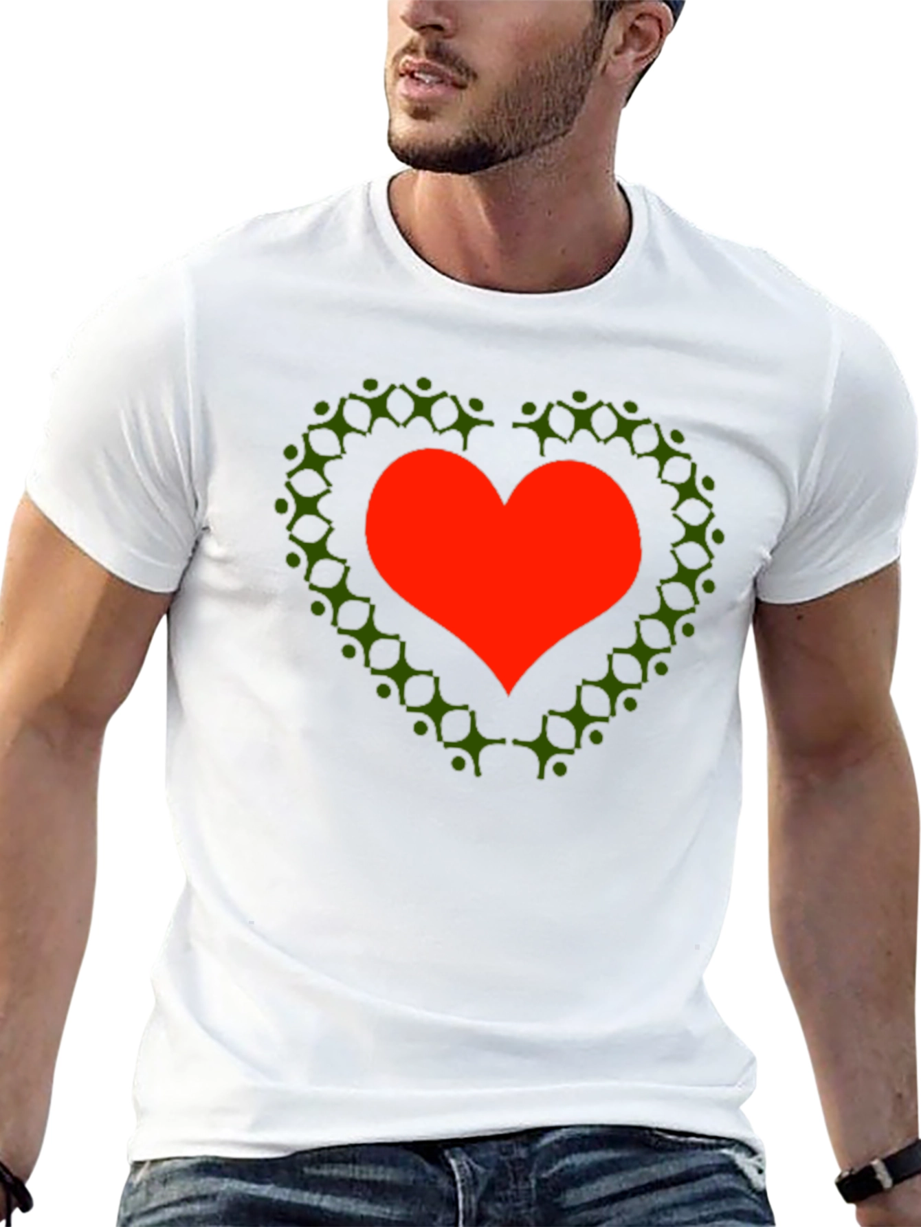 Heart of People T-Shirt - Black Cotton Crew Neck