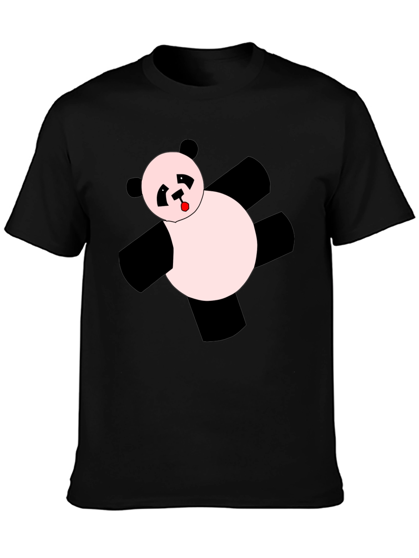 Funny Panda Graphic T-Shirt - Black Crew Neck Tee