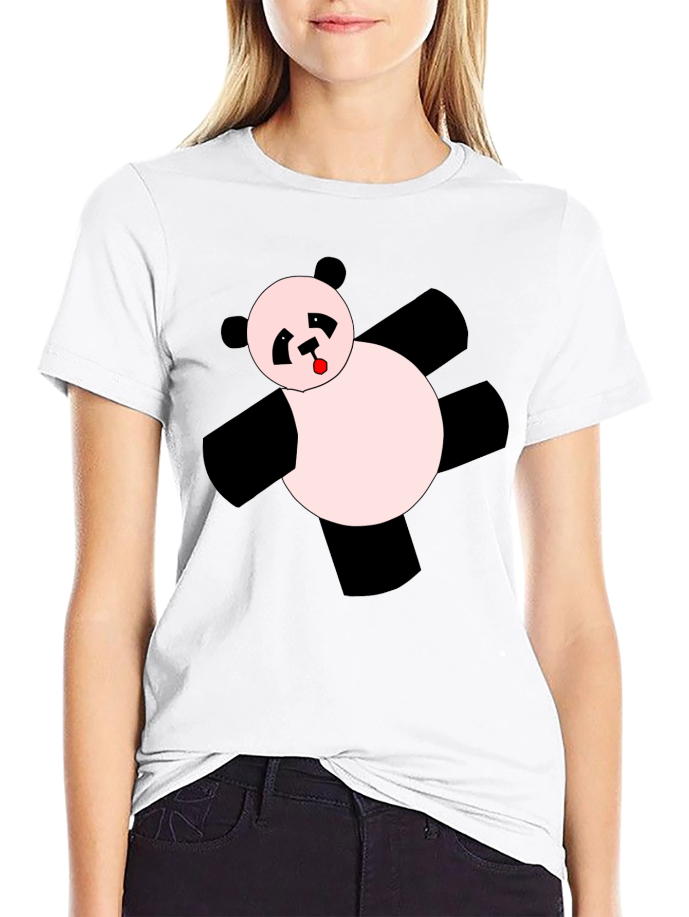 Funny Panda Graphic T-Shirt - Black Crew Neck Tee