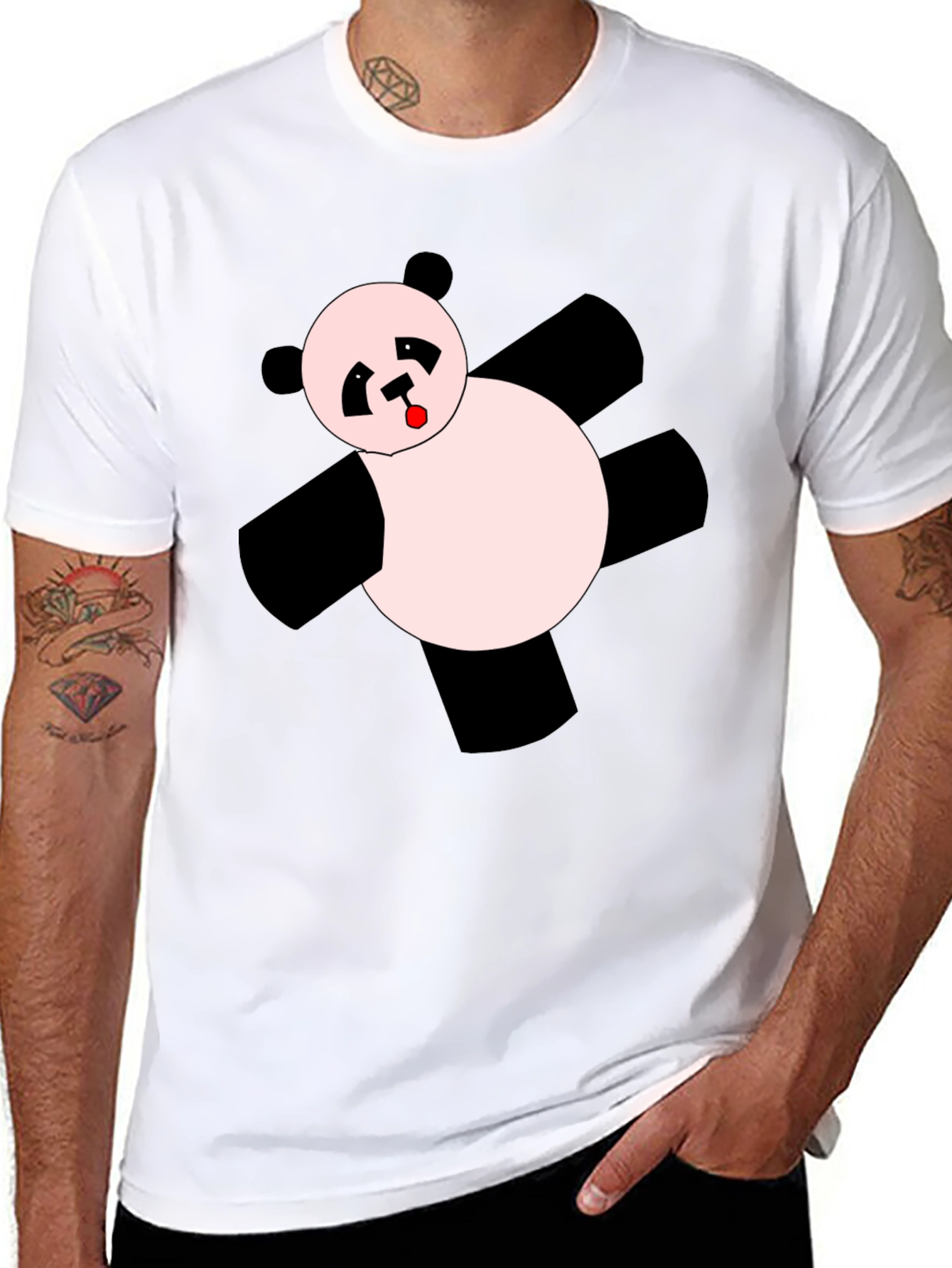 Funny Panda Graphic T-Shirt - Black Crew Neck Tee