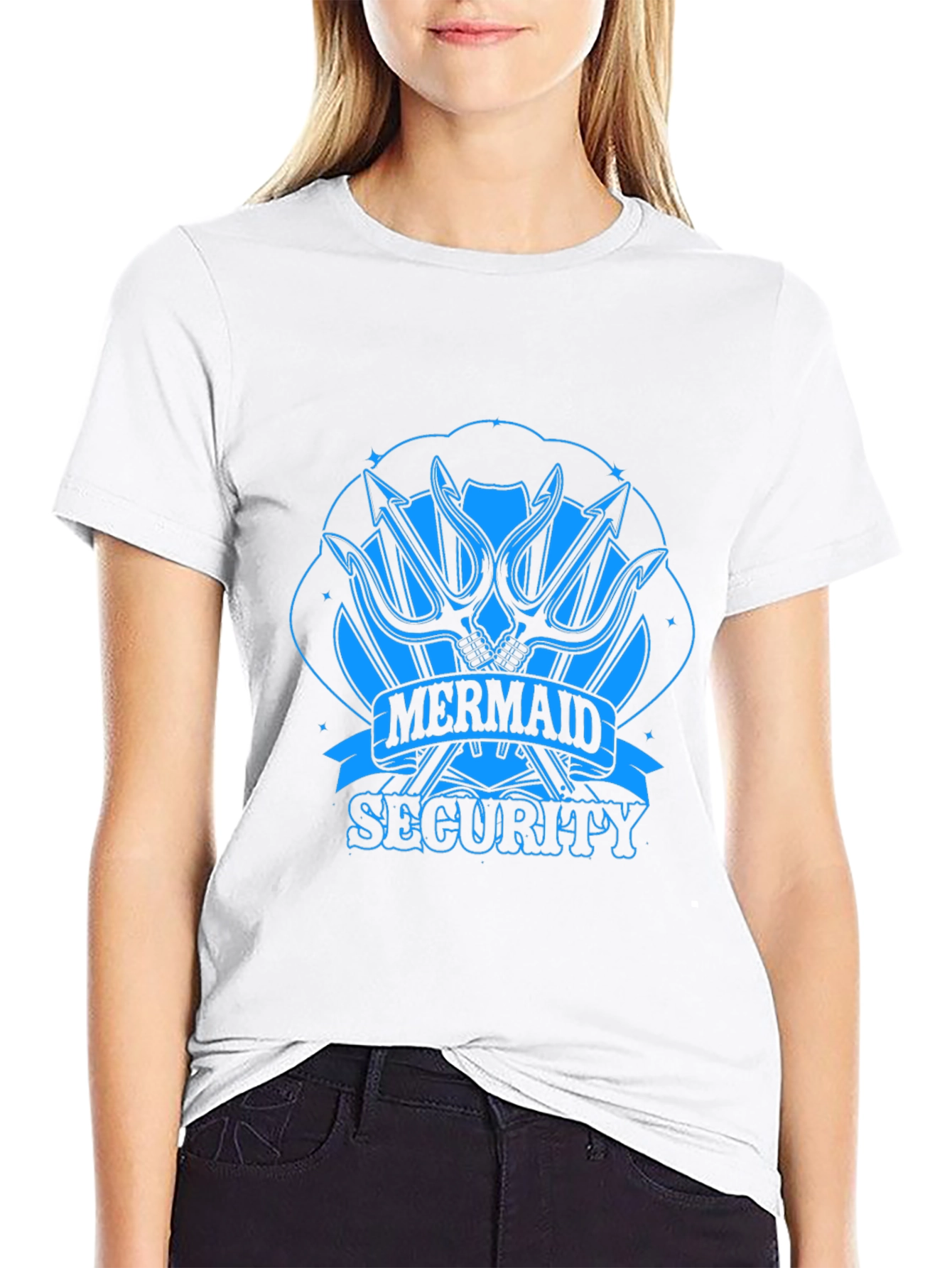 Mermaid Security Graphic T-Shirt - Black
