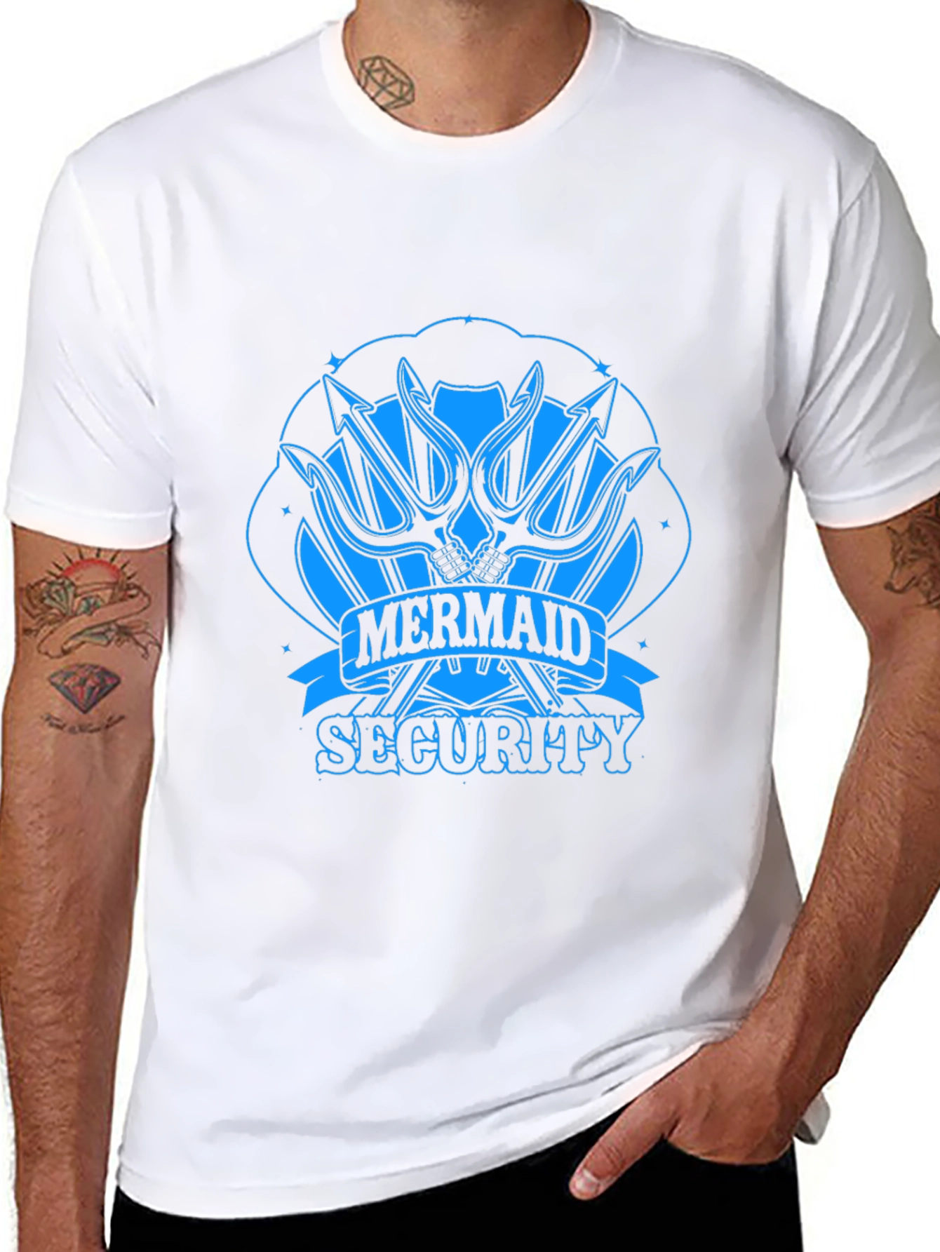 Mermaid Security Graphic T-Shirt - Black