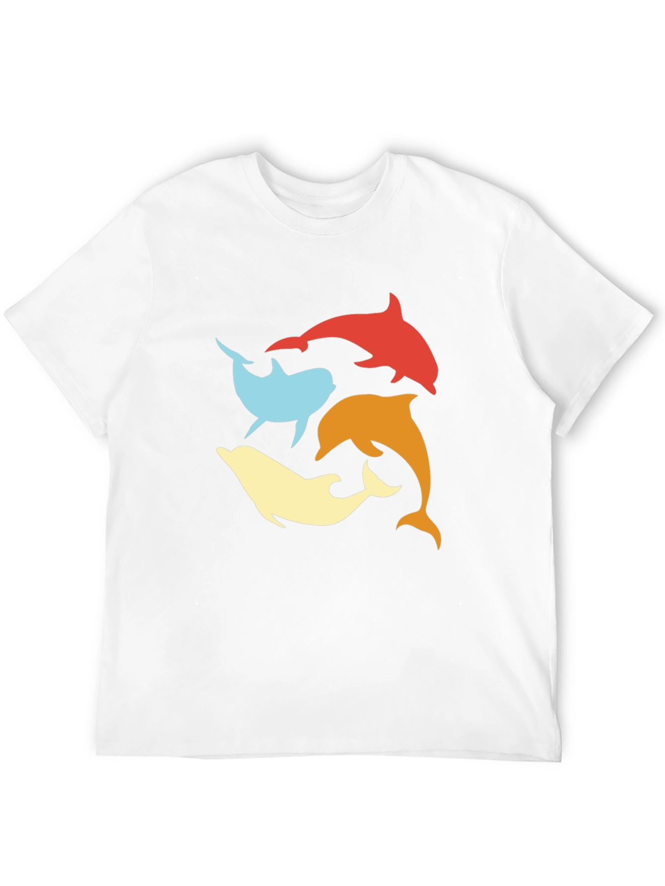 Retro Dolphin Circle Tee - Black Cotton T-Shirt