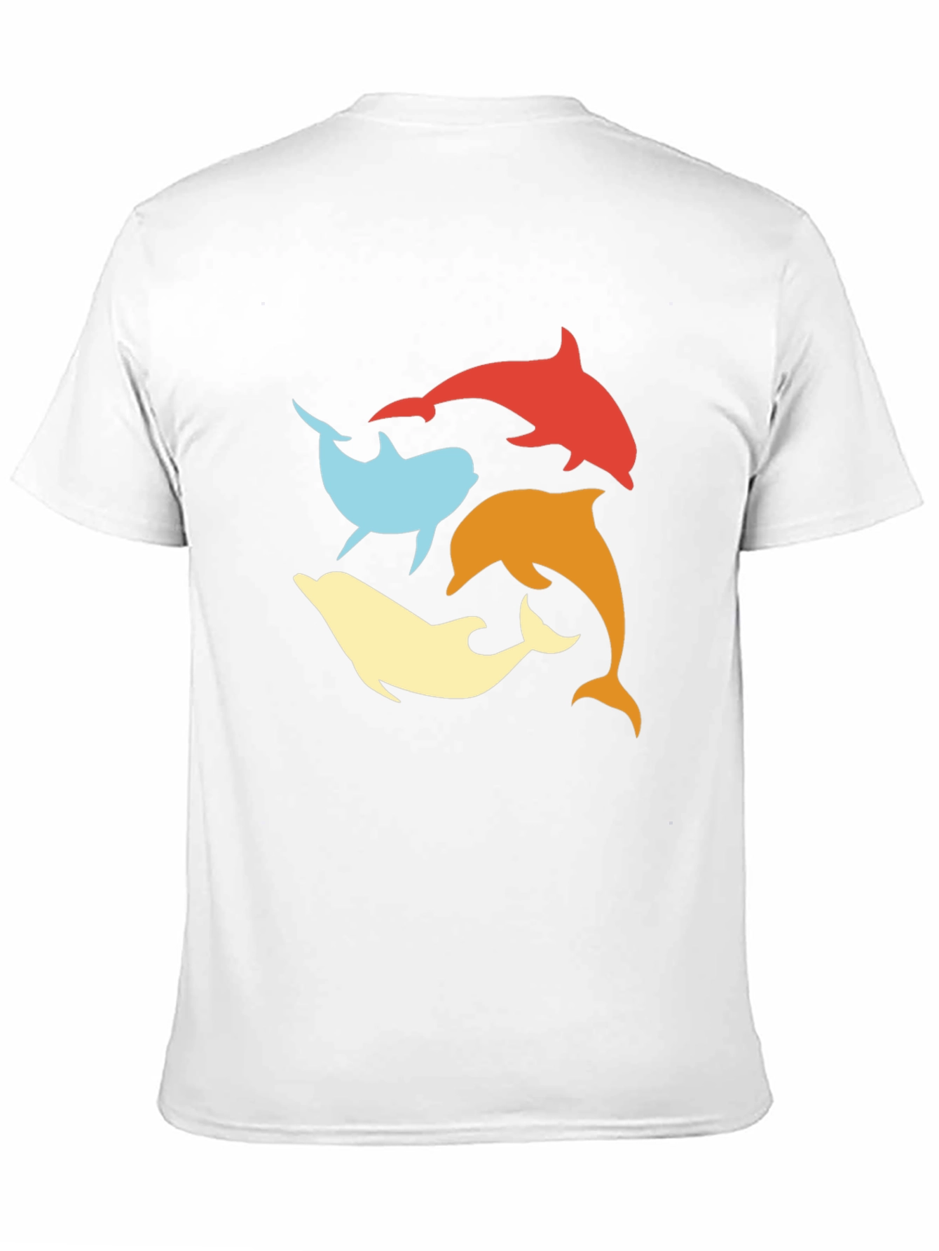 Retro Dolphin Circle Tee - Black Cotton T-Shirt