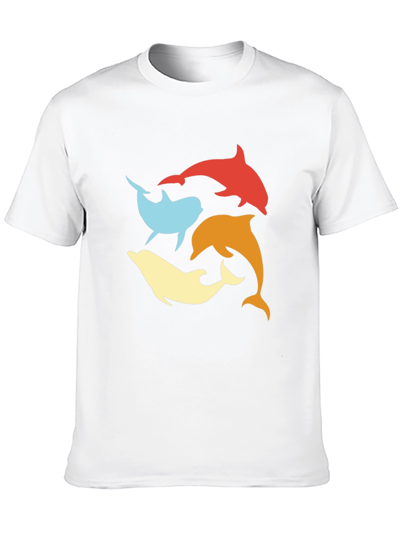 Retro Dolphin Circle Tee - Black Cotton T-Shirt