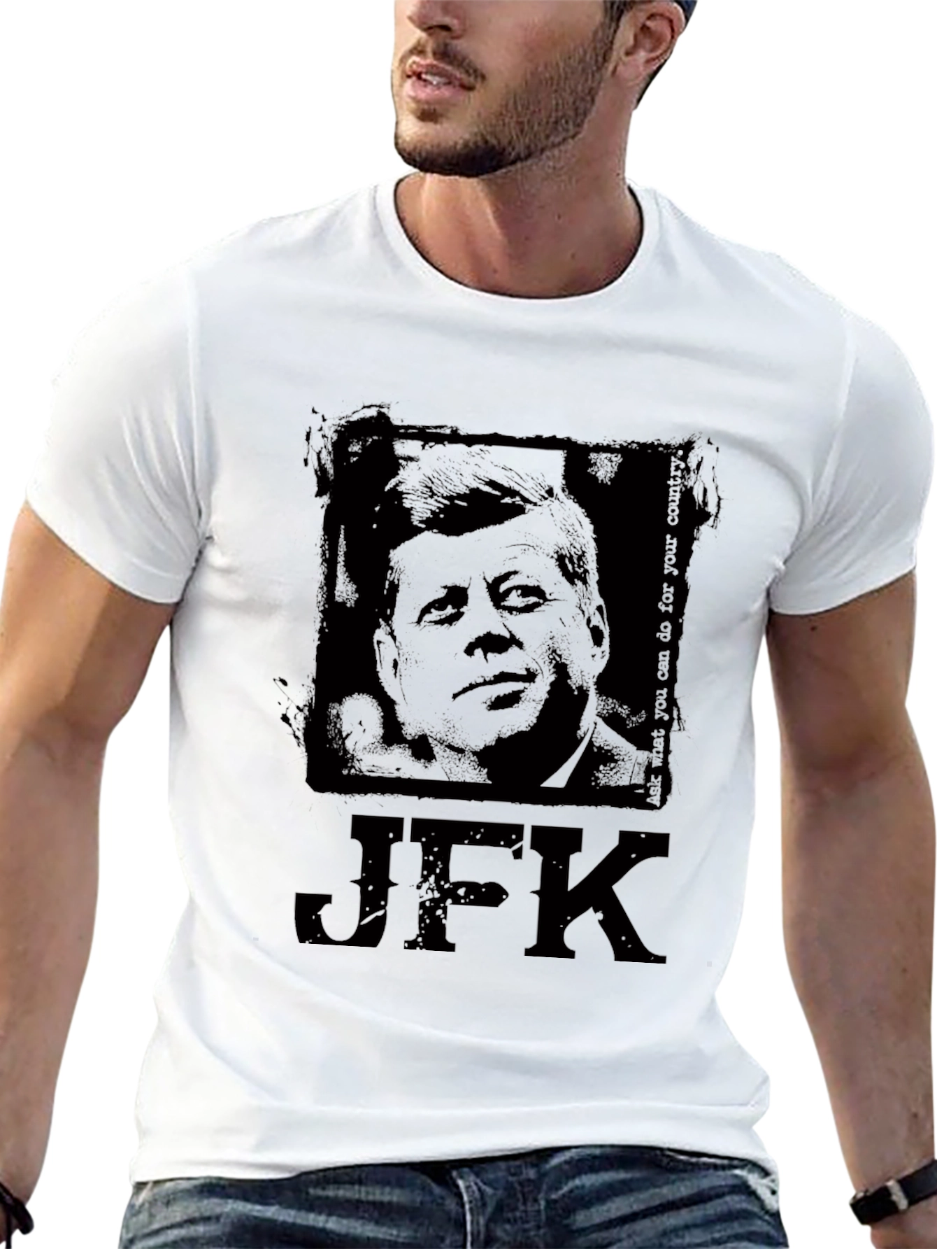 JFK Graphic Print Black T-Shirt