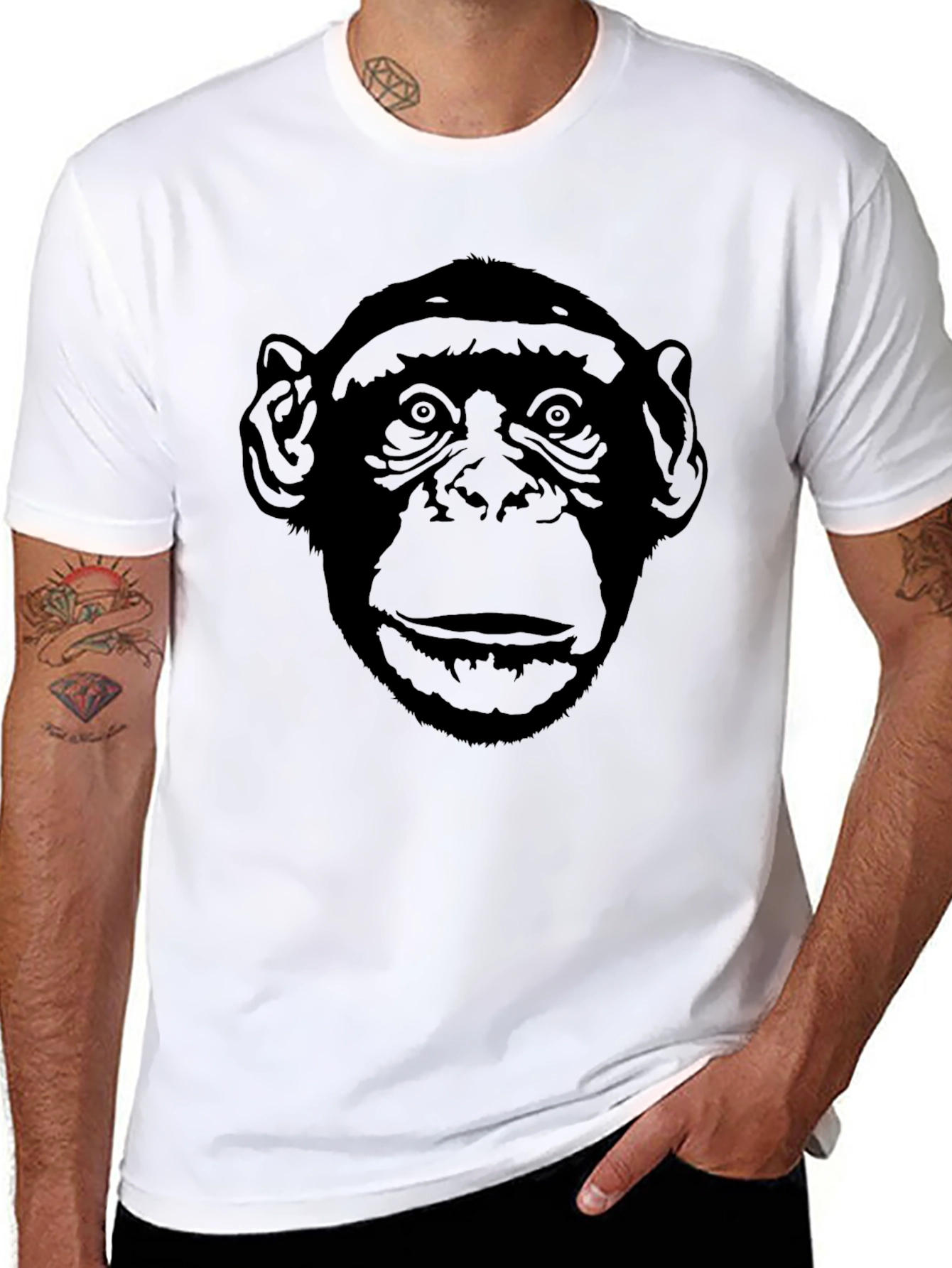 Chimpanzee Face Graphic T-Shirt - Mens Black Tee