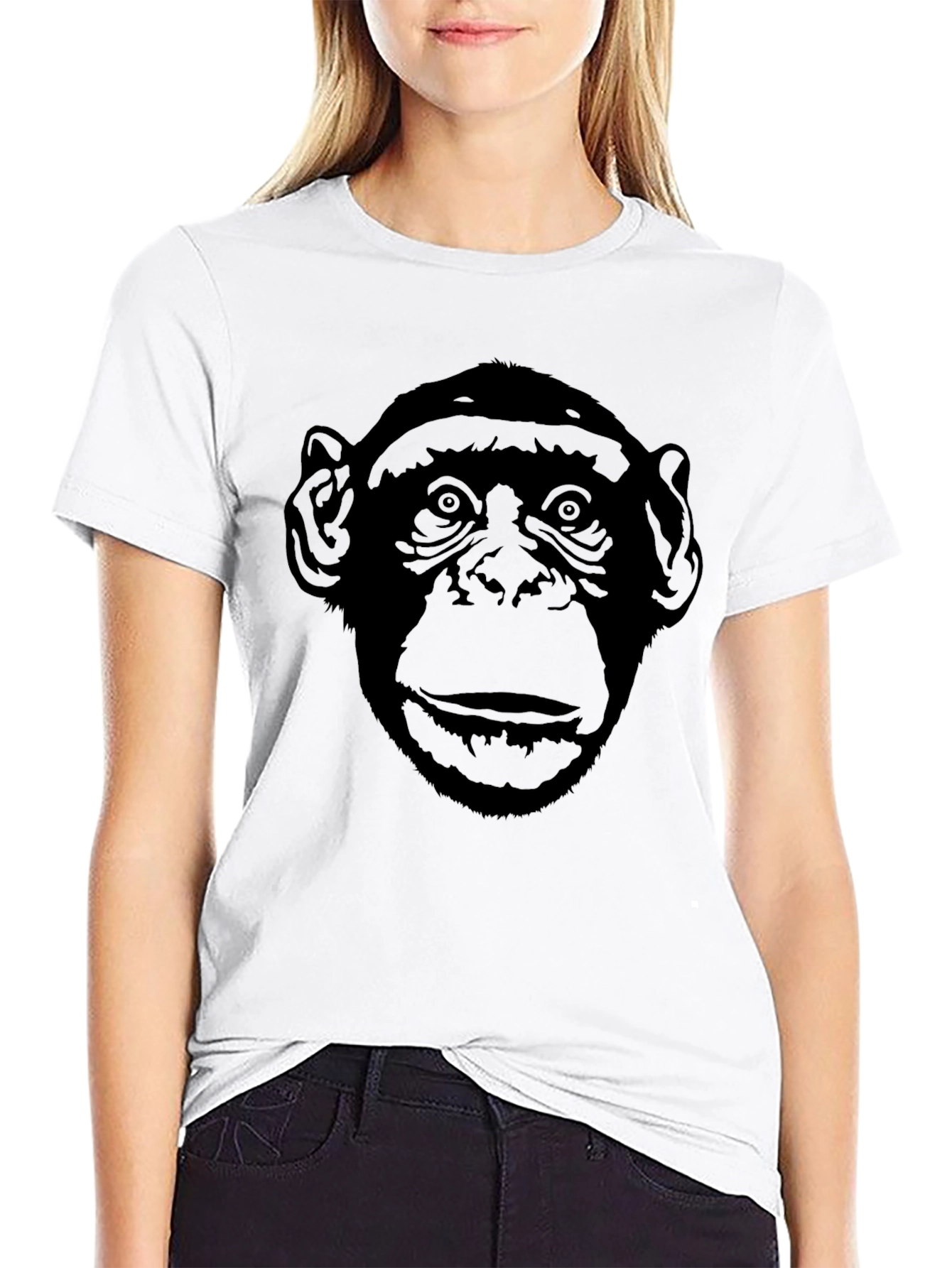 Chimpanzee Face Graphic T-Shirt - Mens Black Tee