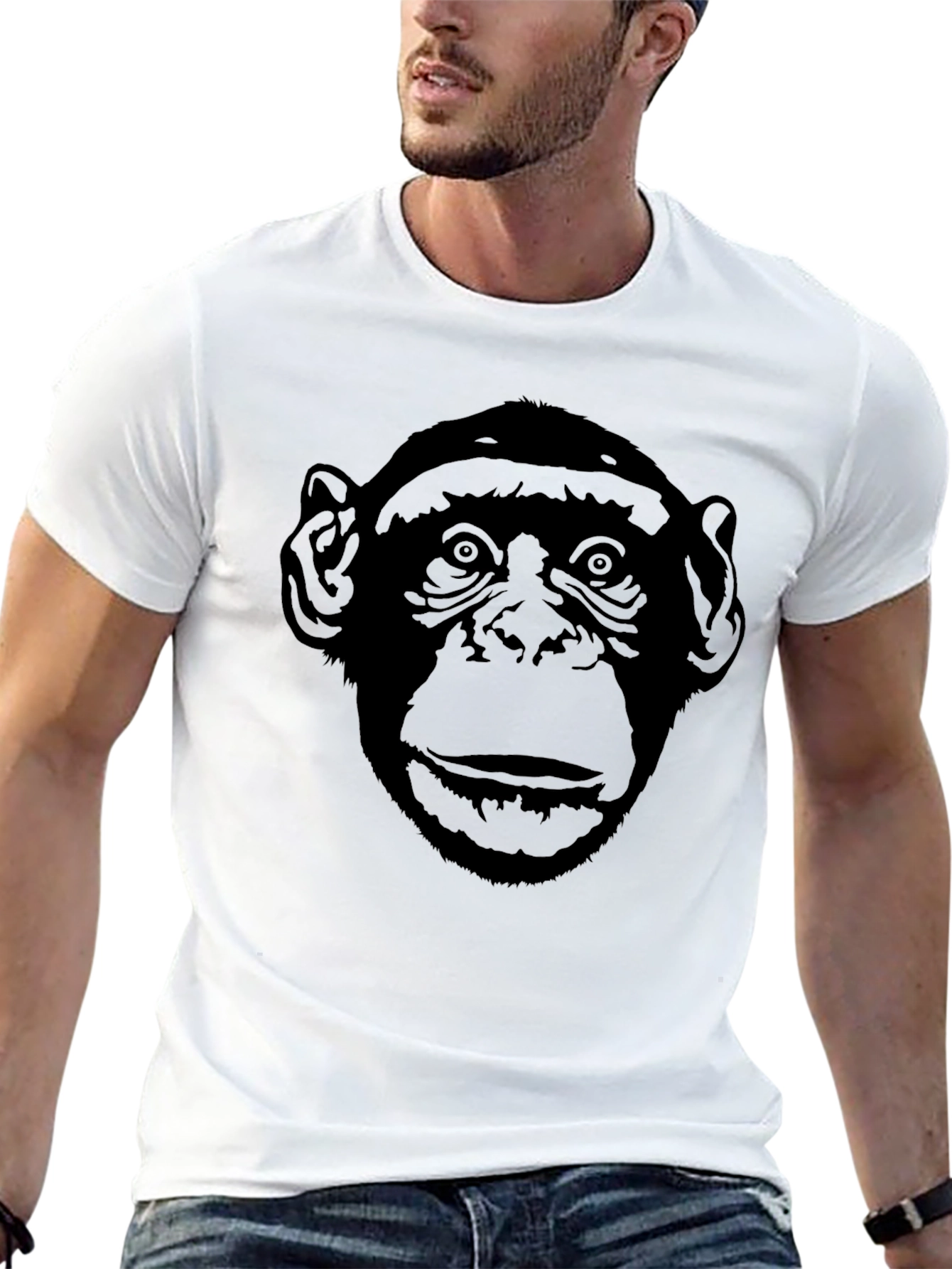 Chimpanzee Face Graphic T-Shirt - Mens Black Tee