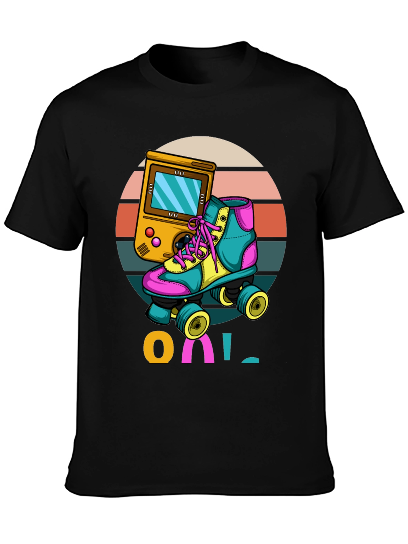 Retro Game & Roller Skate Graphic T-Shirt
