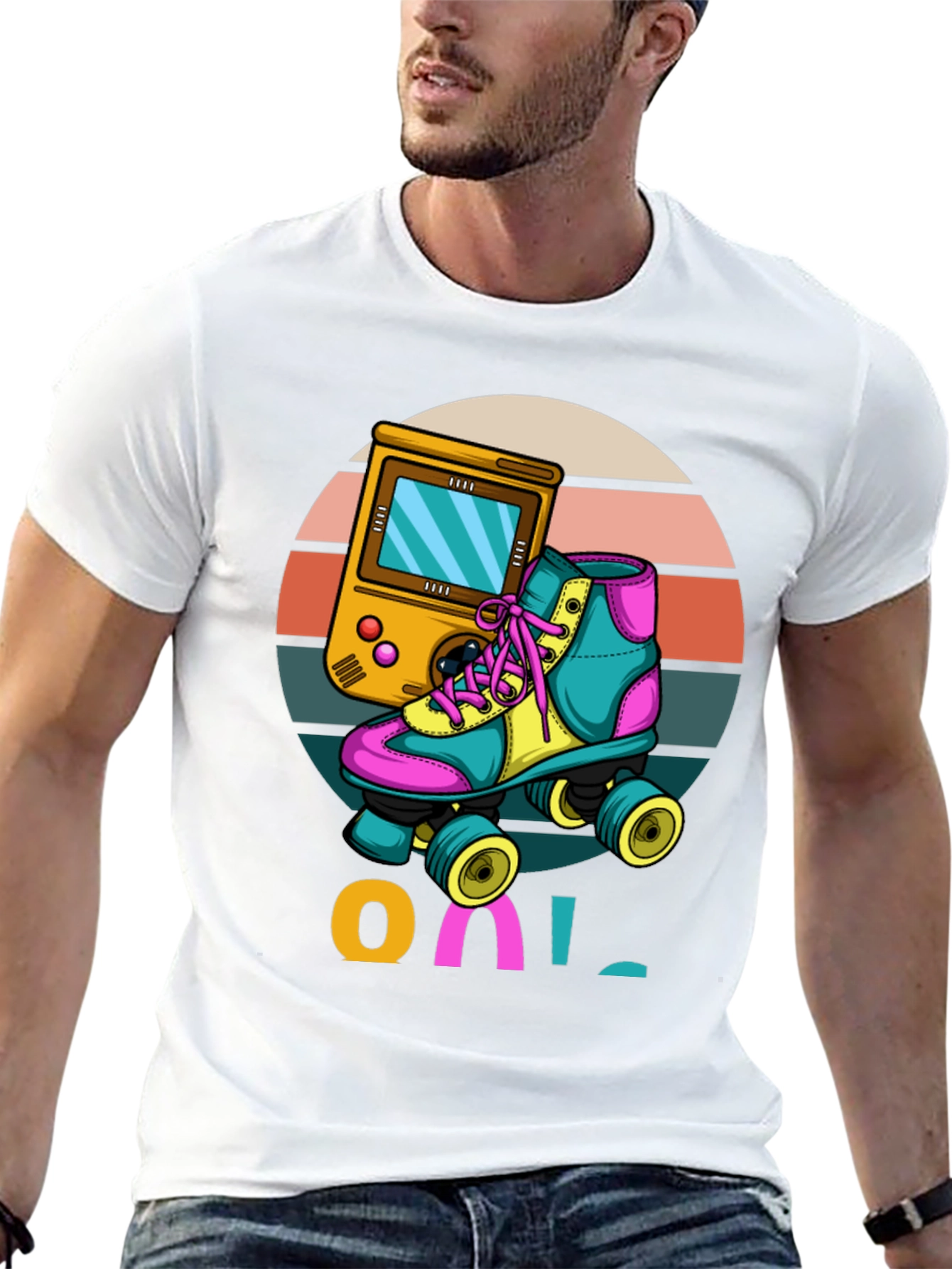Retro Game & Roller Skate Graphic T-Shirt