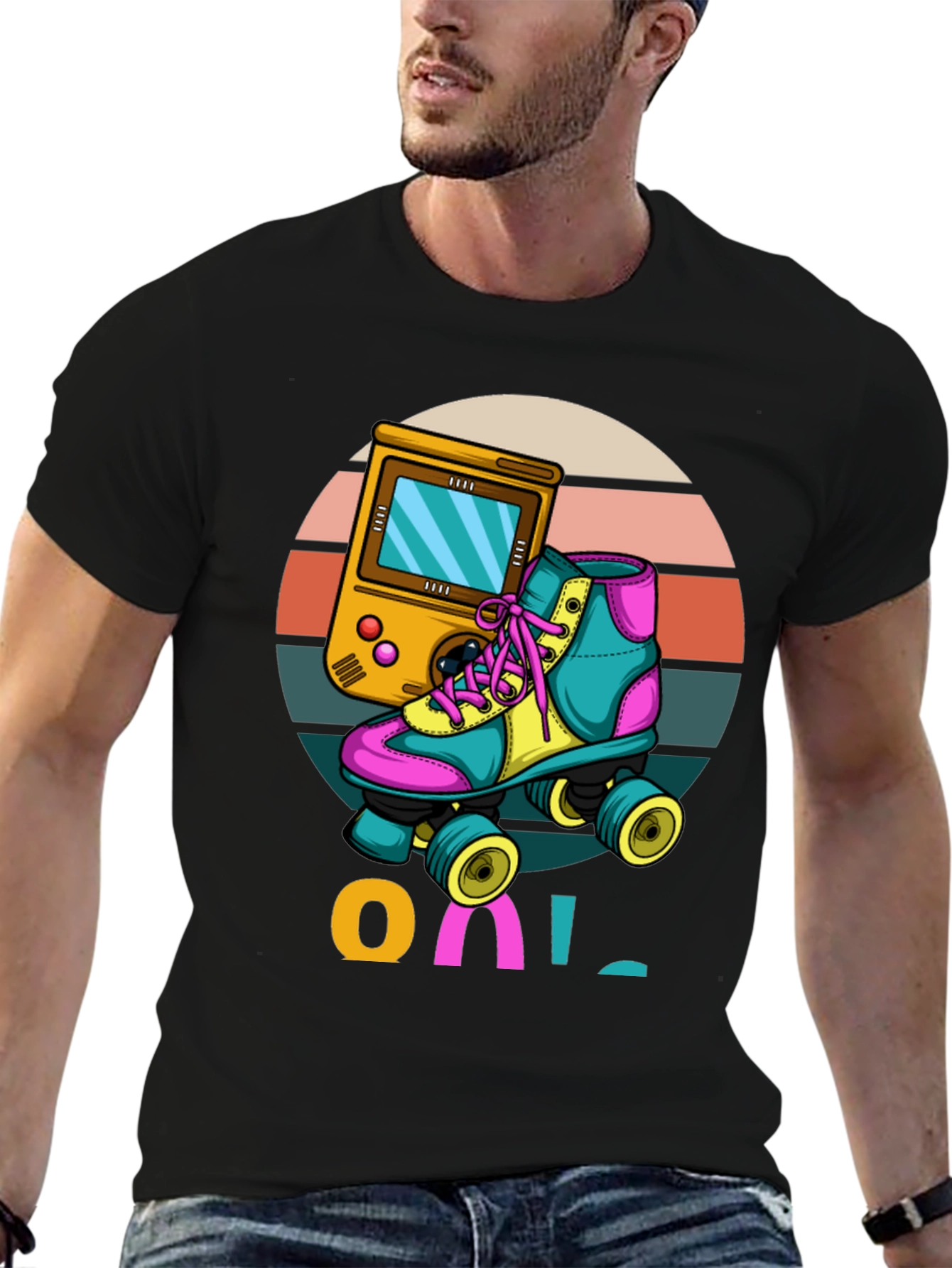 Retro Game & Roller Skate Graphic T-Shirt