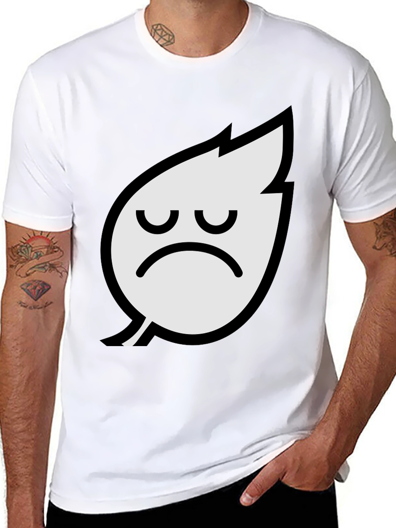 Sad Leaf Graphic Tee - Black Cotton T-Shirt