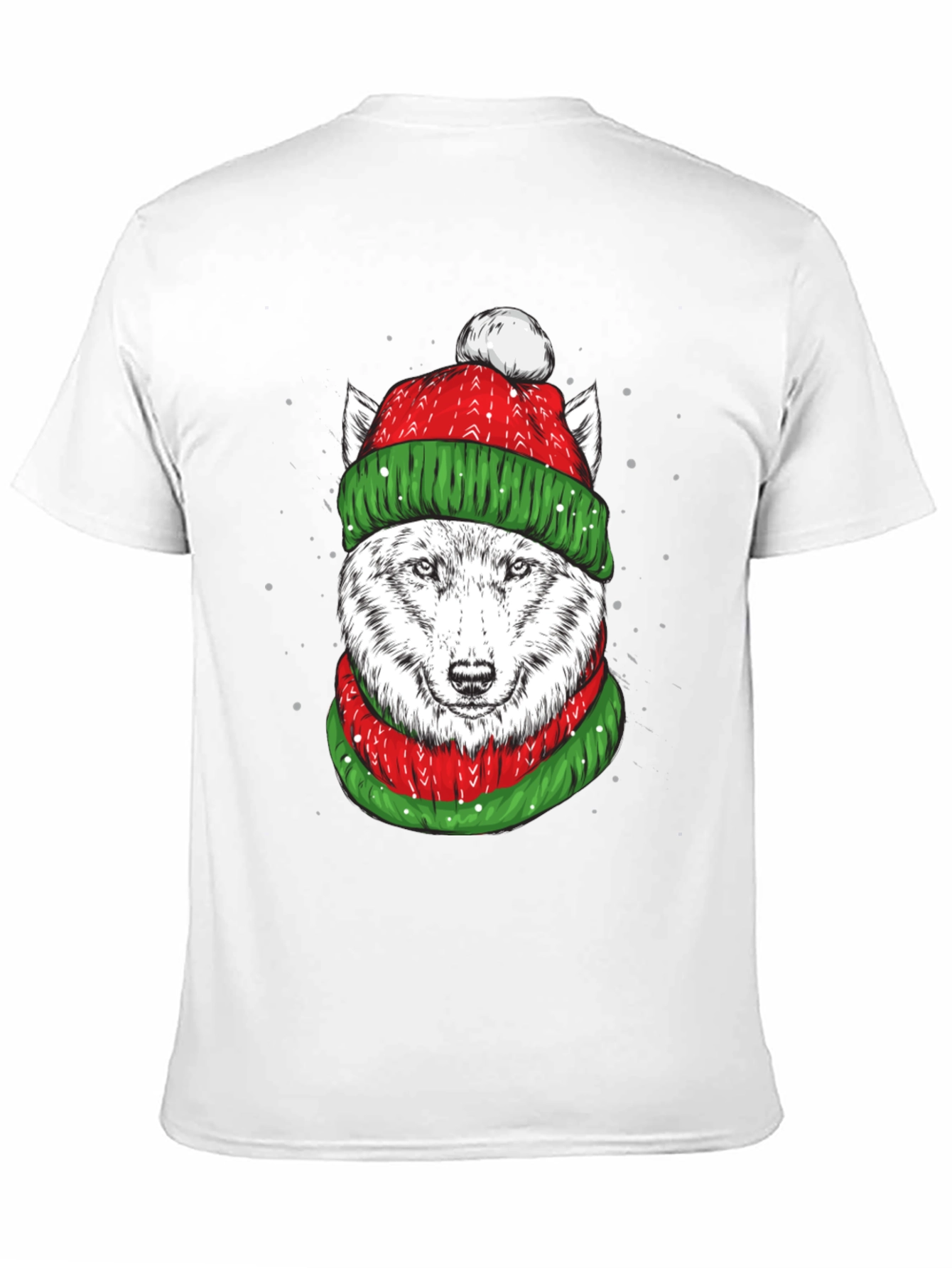 Festive Wolf Graphic Tee - Holiday Apparel