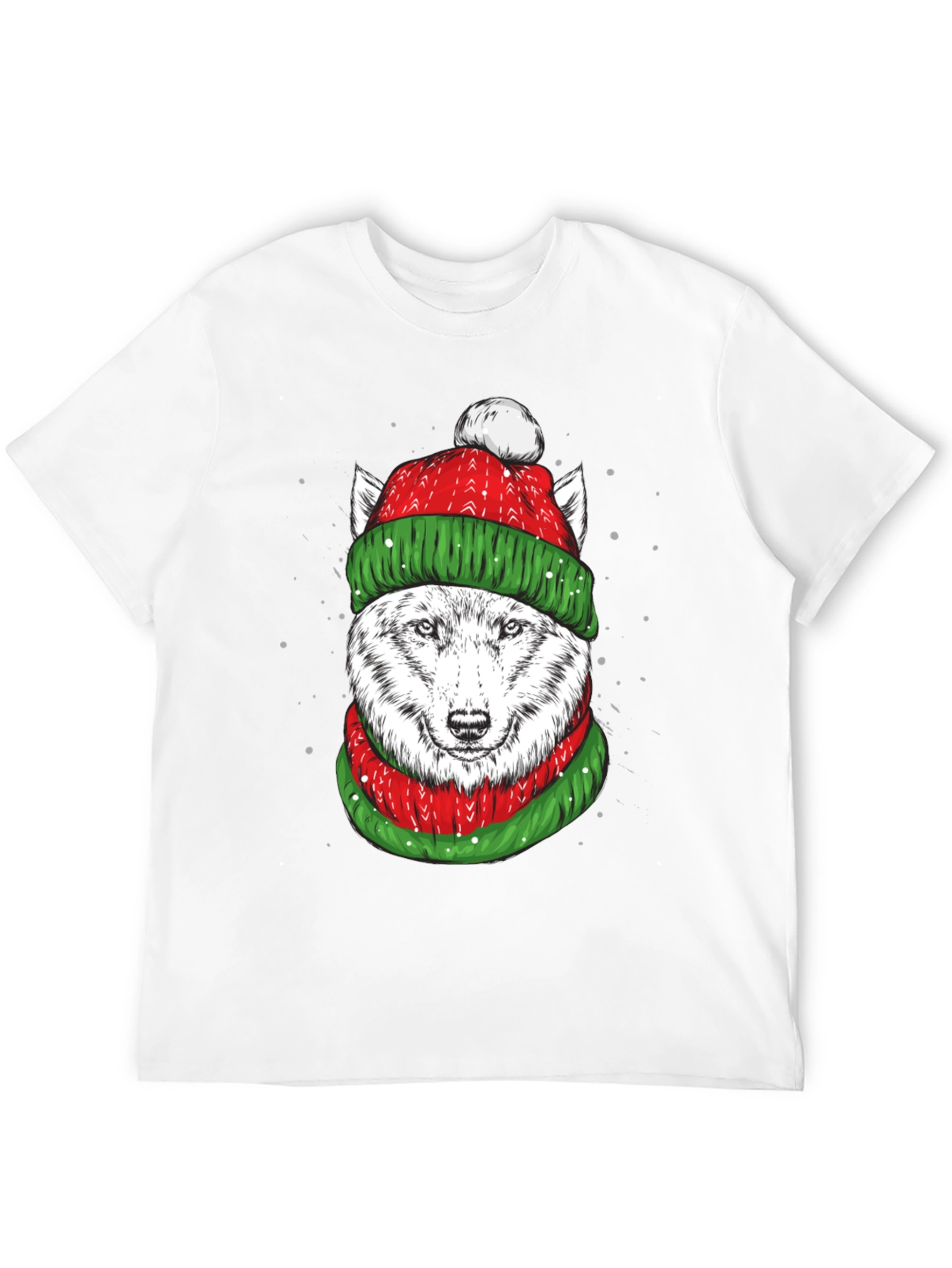 Festive Wolf Graphic Tee - Holiday Apparel